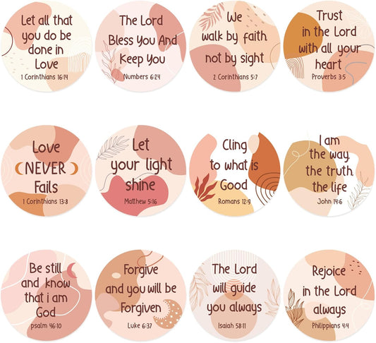 600 Pcs Floral Christian Stickers, 24 Styles Bible Verse Scripture Stickers Religious Inspirational Decals for Crafts Cards Envelope Seals and Christian Party, 1.5 Inch