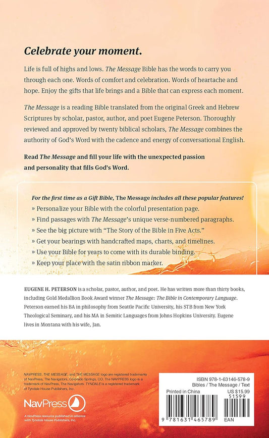 The Message: The Bible in Contemporary Language, Deluxe GIft Bible Brown/Saddle Tan Leather-Look