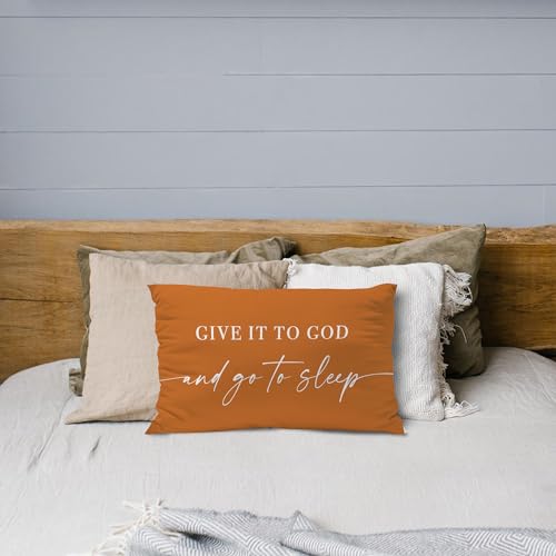 Knibeo Give It to God and Go to Sleep, Decorative Pillows Covers for Bed, Throw Pillows Cover for Bed,12x20 Pillow Cover,Decorative Bed Pillows for Bedroom Room(12x20, White)