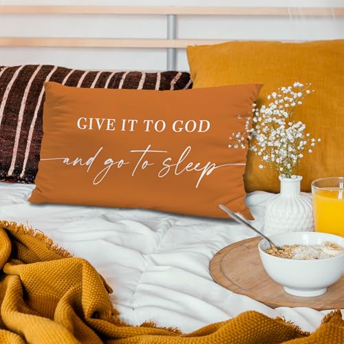 Knibeo Give It to God and Go to Sleep, Decorative Pillows Covers for Bed, Throw Pillows Cover for Bed,12x20 Pillow Cover,Decorative Bed Pillows for Bedroom Room(12x20, White)