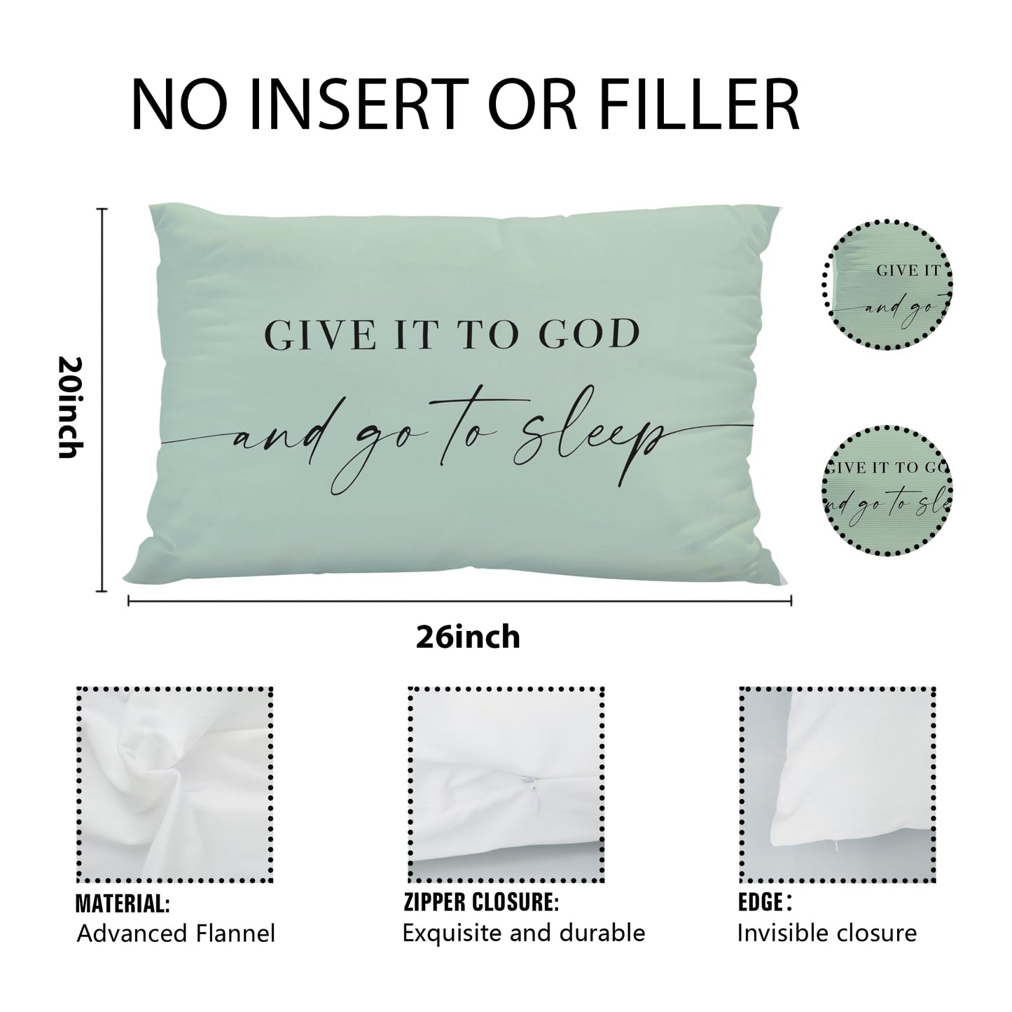 Knibeo Give It to God and Go to Sleep, Decorative Pillows Covers for Bed, Throw Pillows Cover for Bed,12x20 Pillow Cover,Decorative Bed Pillows for Bedroom Room(12x20, White)