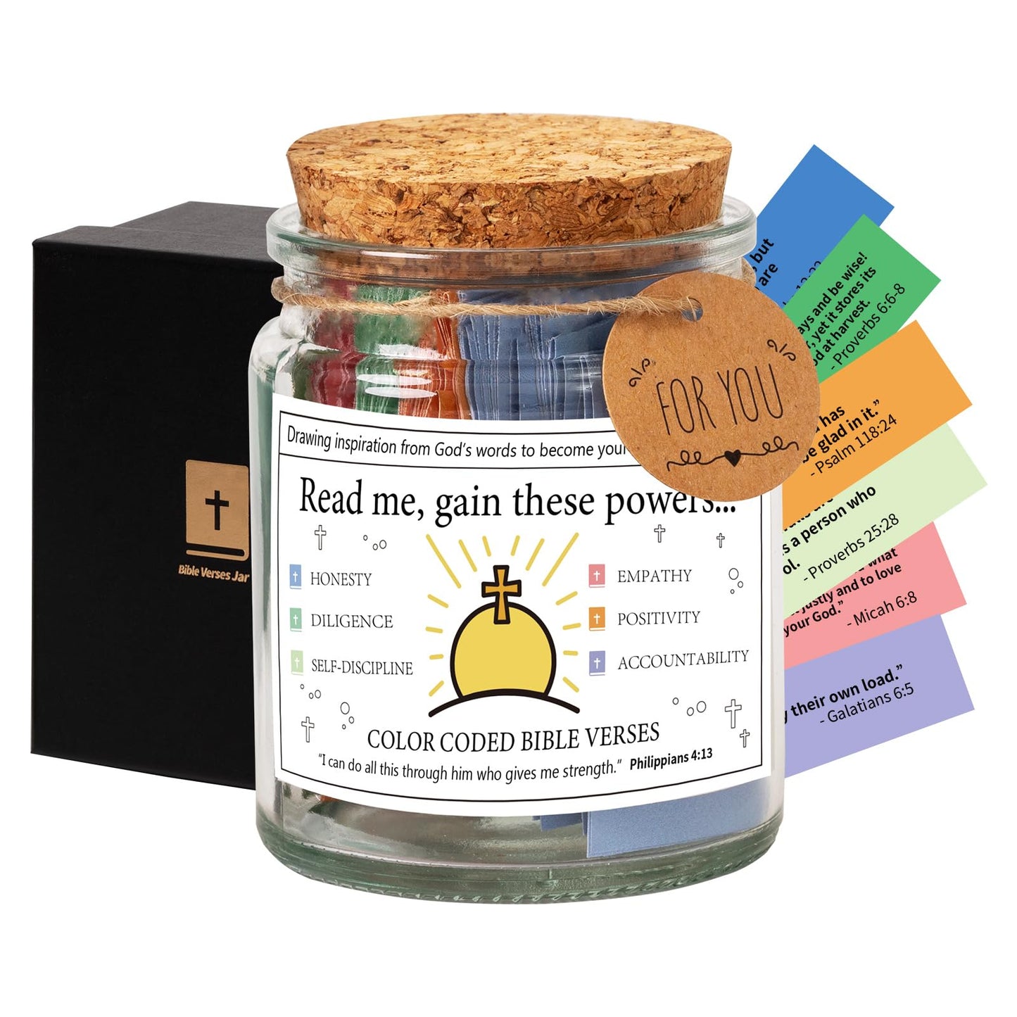 Qunrwe Bible Verse Jar,Read Me When Bible Verses Jar for Emotions and Feelings,Scripture Prayer Cards Hope Jar,Religious Graduation Gift,Bible Study Church Christian Gifts for Women Men Mom Dad Friend