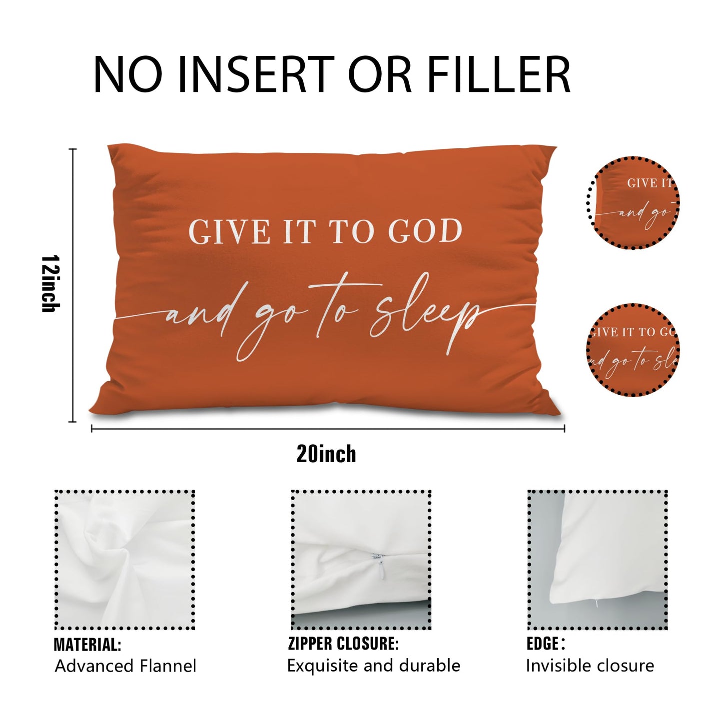 Knibeo Give It to God and Go to Sleep, Decorative Pillows Covers for Bed, Throw Pillows Cover for Bed,12x20 Pillow Cover,Decorative Bed Pillows for Bedroom Room(12x20, White)