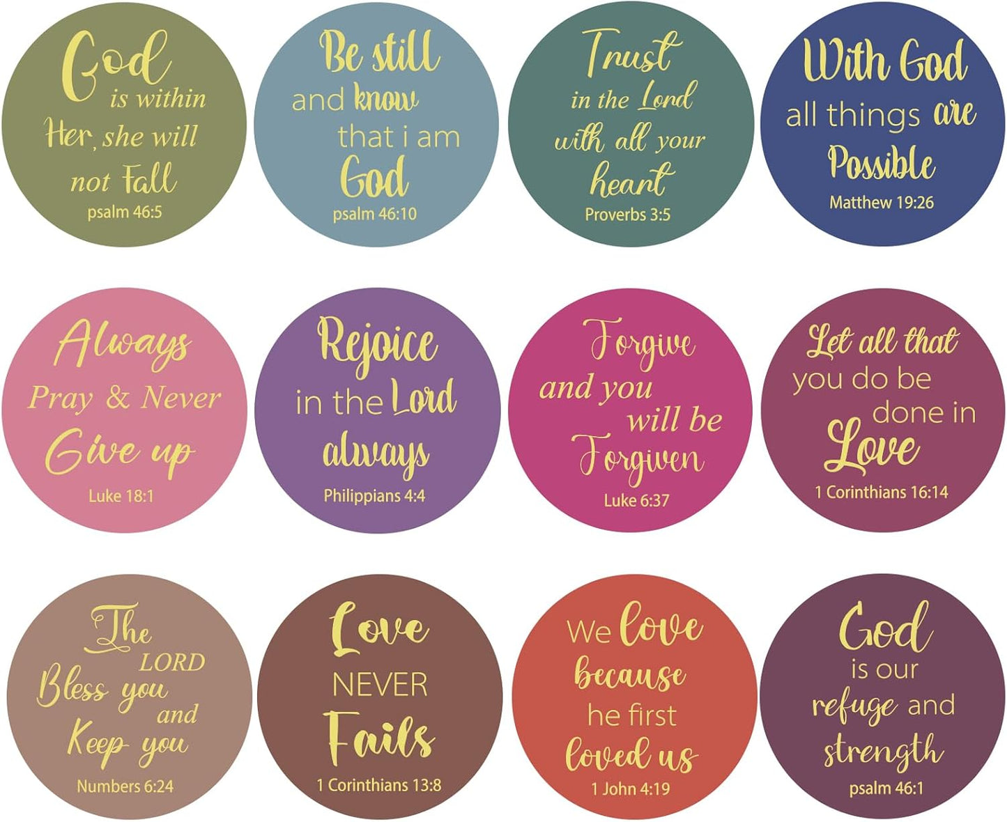 600 Pcs Floral Christian Stickers, 24 Styles Bible Verse Scripture Stickers Religious Inspirational Decals for Crafts Cards Envelope Seals and Christian Party, 1.5 Inch