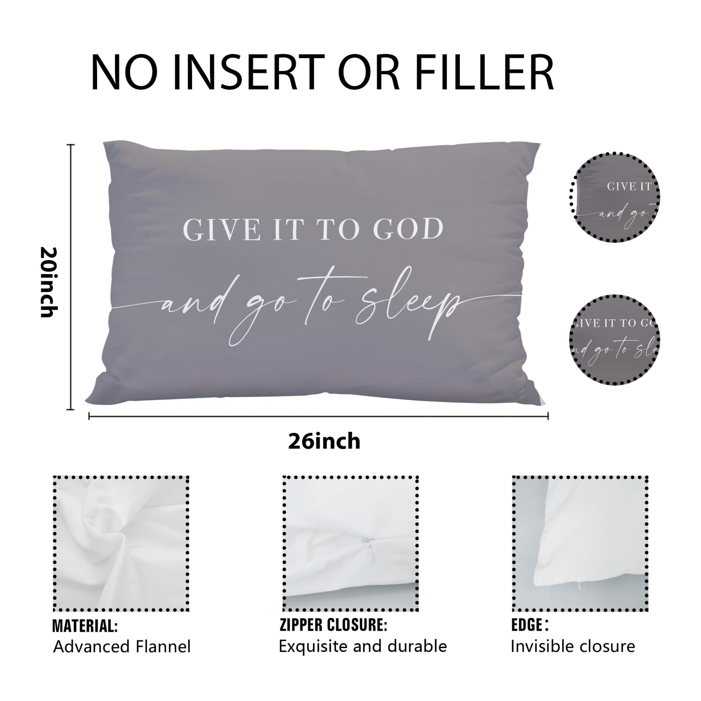 Knibeo Give It to God and Go to Sleep, Decorative Pillows Covers for Bed, Throw Pillows Cover for Bed,12x20 Pillow Cover,Decorative Bed Pillows for Bedroom Room(12x20, White)