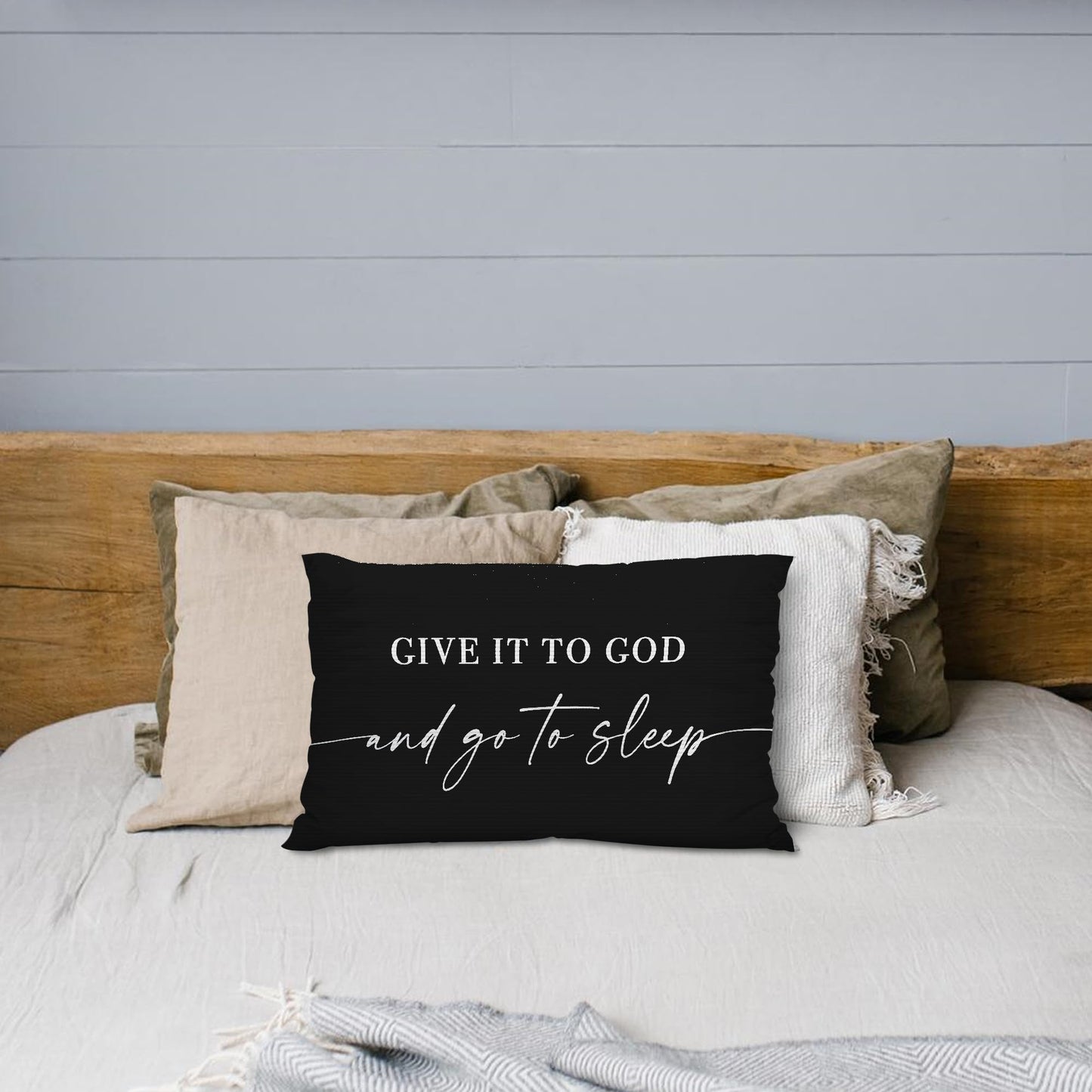 Knibeo Give It to God and Go to Sleep, Decorative Pillows Covers for Bed, Throw Pillows Cover for Bed,12x20 Pillow Cover,Decorative Bed Pillows for Bedroom Room(12x20, White)