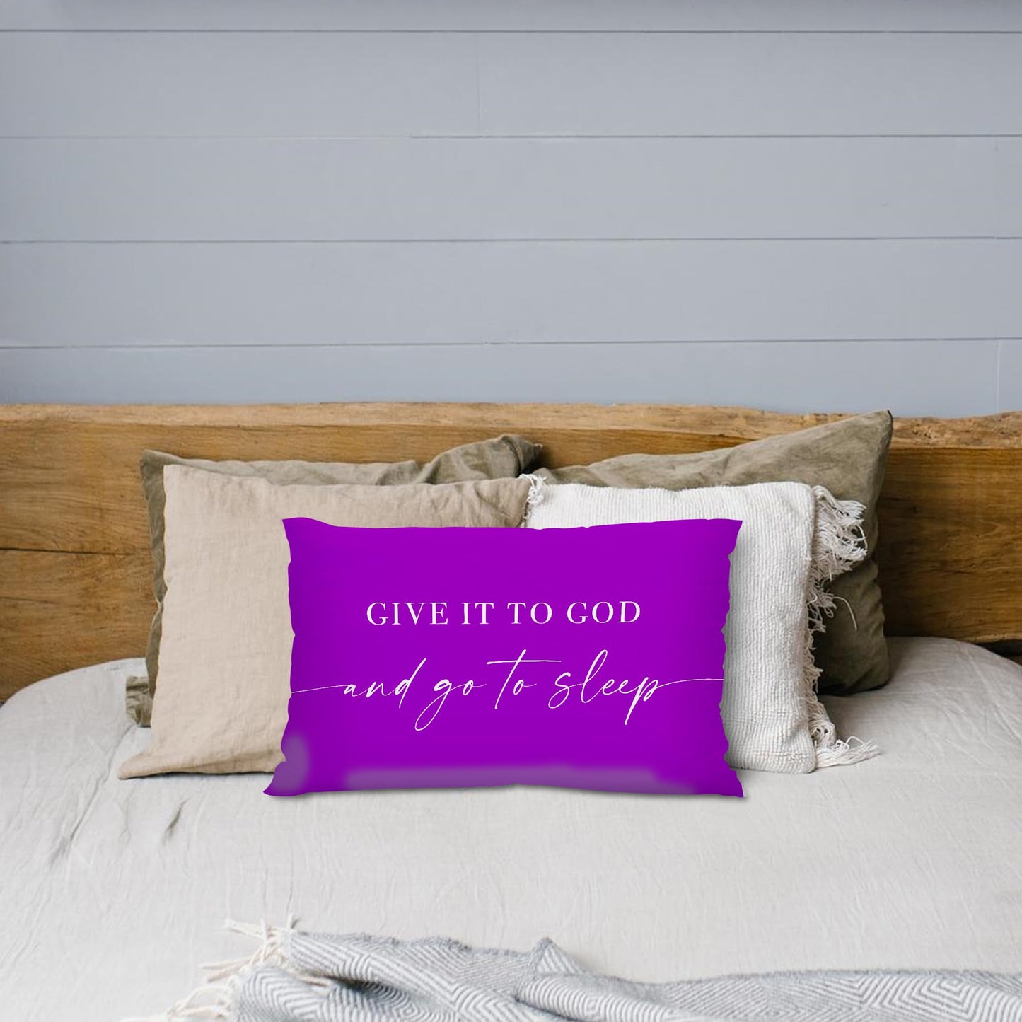 Knibeo Give It to God and Go to Sleep, Decorative Pillows Covers for Bed, Throw Pillows Cover for Bed,12x20 Pillow Cover,Decorative Bed Pillows for Bedroom Room(12x20, White)