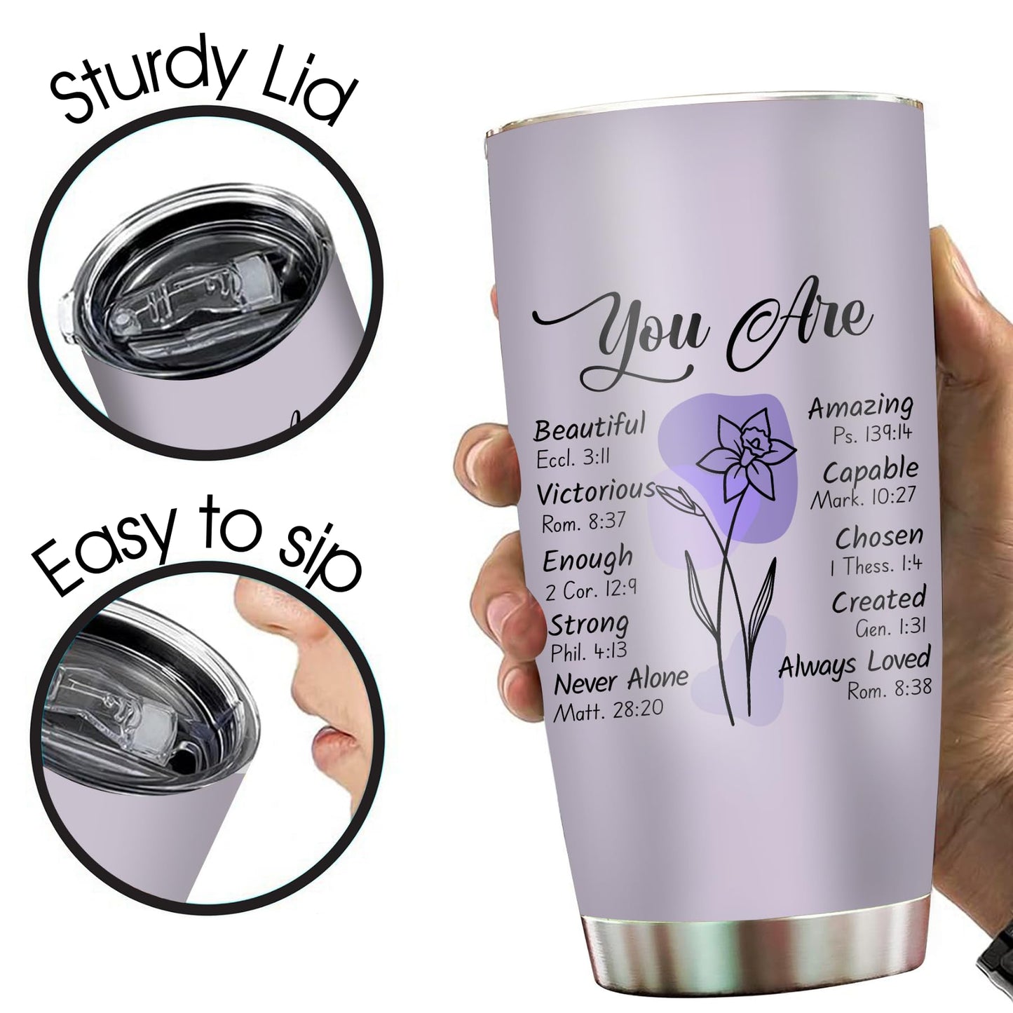 Christian Gifts for Women Faith - Christian Tumblers for Women Bible Gifts - Christian Tumbler Religious Gifts Spiritual Encouragement Inspirational Gifts for Women Stainless Steel Tumbler 20oz