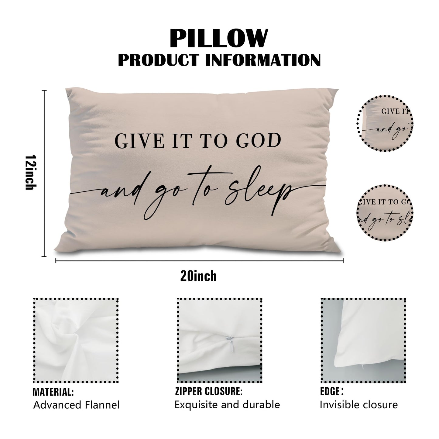 Knibeo Give It to God and Go to Sleep, Decorative Pillows Covers for Bed, Throw Pillows Cover for Bed,12x20 Pillow Cover,Decorative Bed Pillows for Bedroom Room(12x20, White)