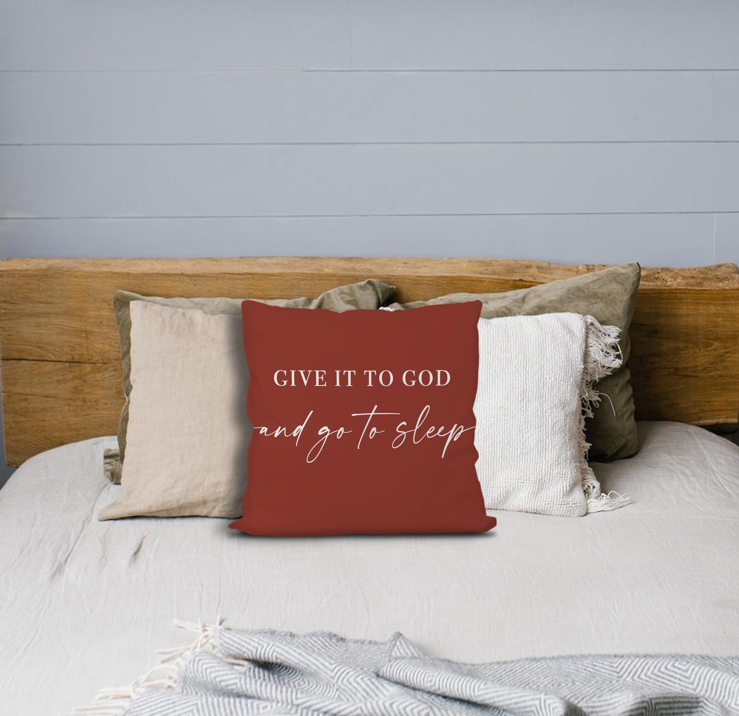 Knibeo Give It to God and Go to Sleep, Decorative Pillows Covers for Bed, Throw Pillows Cover for Bed,12x20 Pillow Cover,Decorative Bed Pillows for Bedroom Room(12x20, White)