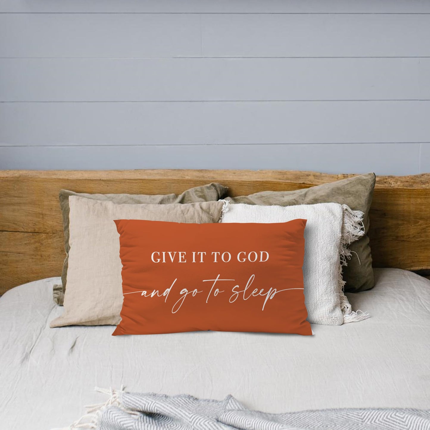 Knibeo Give It to God and Go to Sleep, Decorative Pillows Covers for Bed, Throw Pillows Cover for Bed,12x20 Pillow Cover,Decorative Bed Pillows for Bedroom Room(12x20, White)