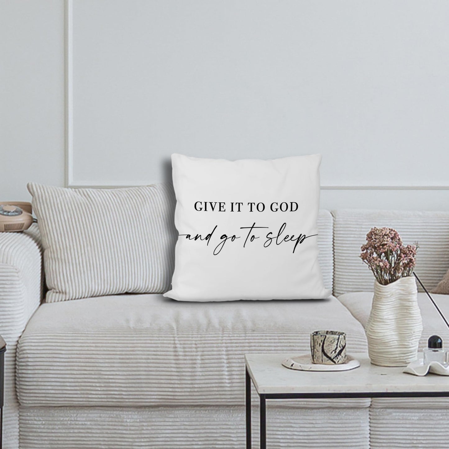 Knibeo Give It to God and Go to Sleep, Decorative Pillows Covers for Bed, Throw Pillows Cover for Bed,12x20 Pillow Cover,Decorative Bed Pillows for Bedroom Room(12x20, White)