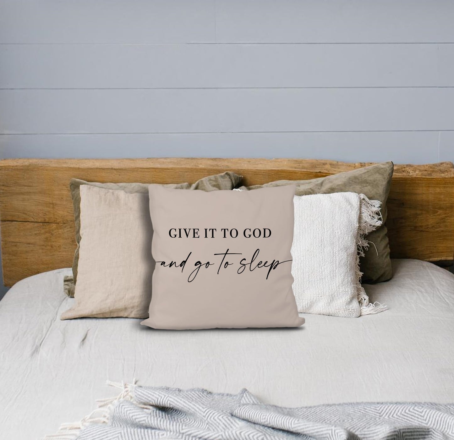 Knibeo Give It to God and Go to Sleep, Decorative Pillows Covers for Bed, Throw Pillows Cover for Bed,12x20 Pillow Cover,Decorative Bed Pillows for Bedroom Room(12x20, White)