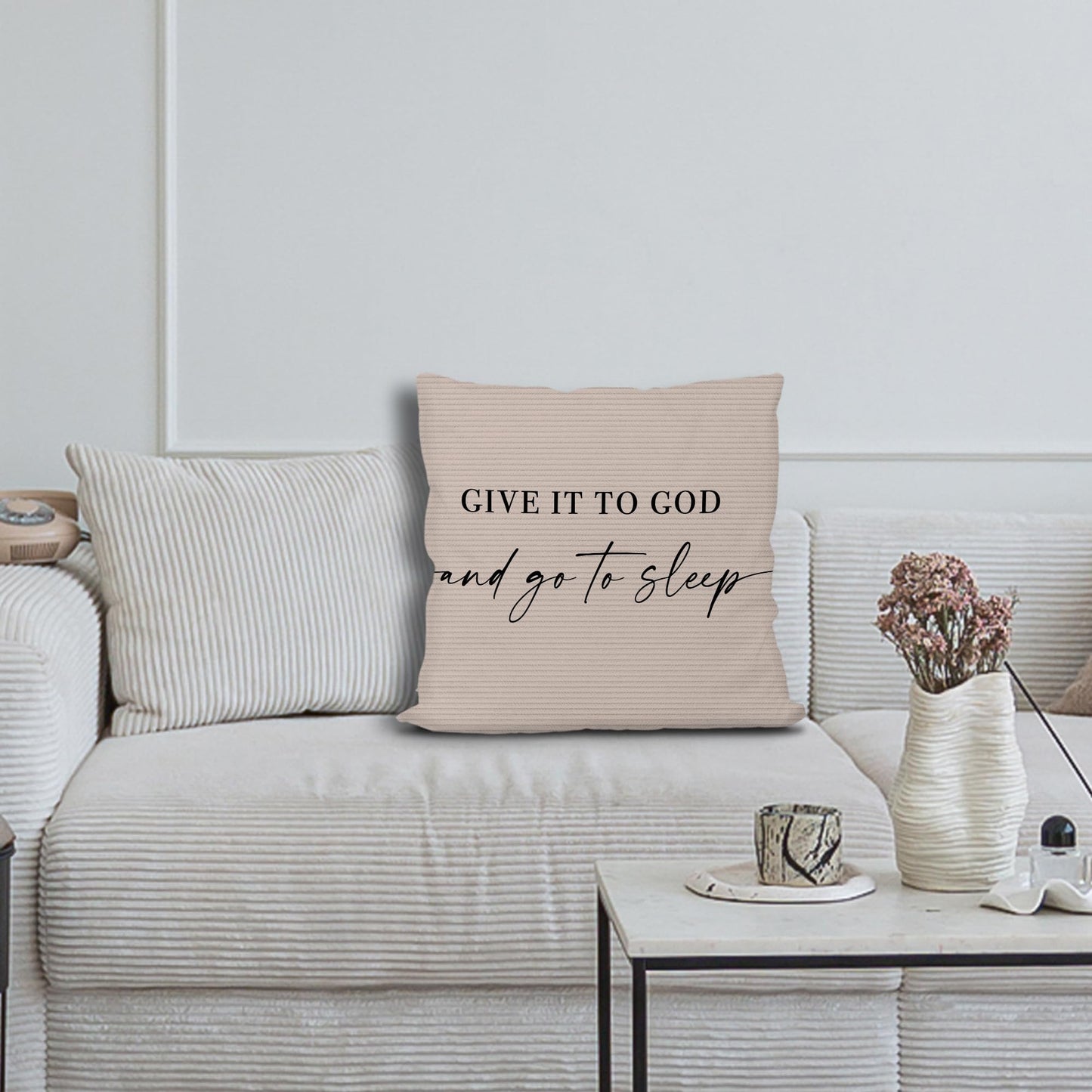 Knibeo Give It to God and Go to Sleep, Decorative Pillows Covers for Bed, Throw Pillows Cover for Bed,12x20 Pillow Cover,Decorative Bed Pillows for Bedroom Room(12x20, White)