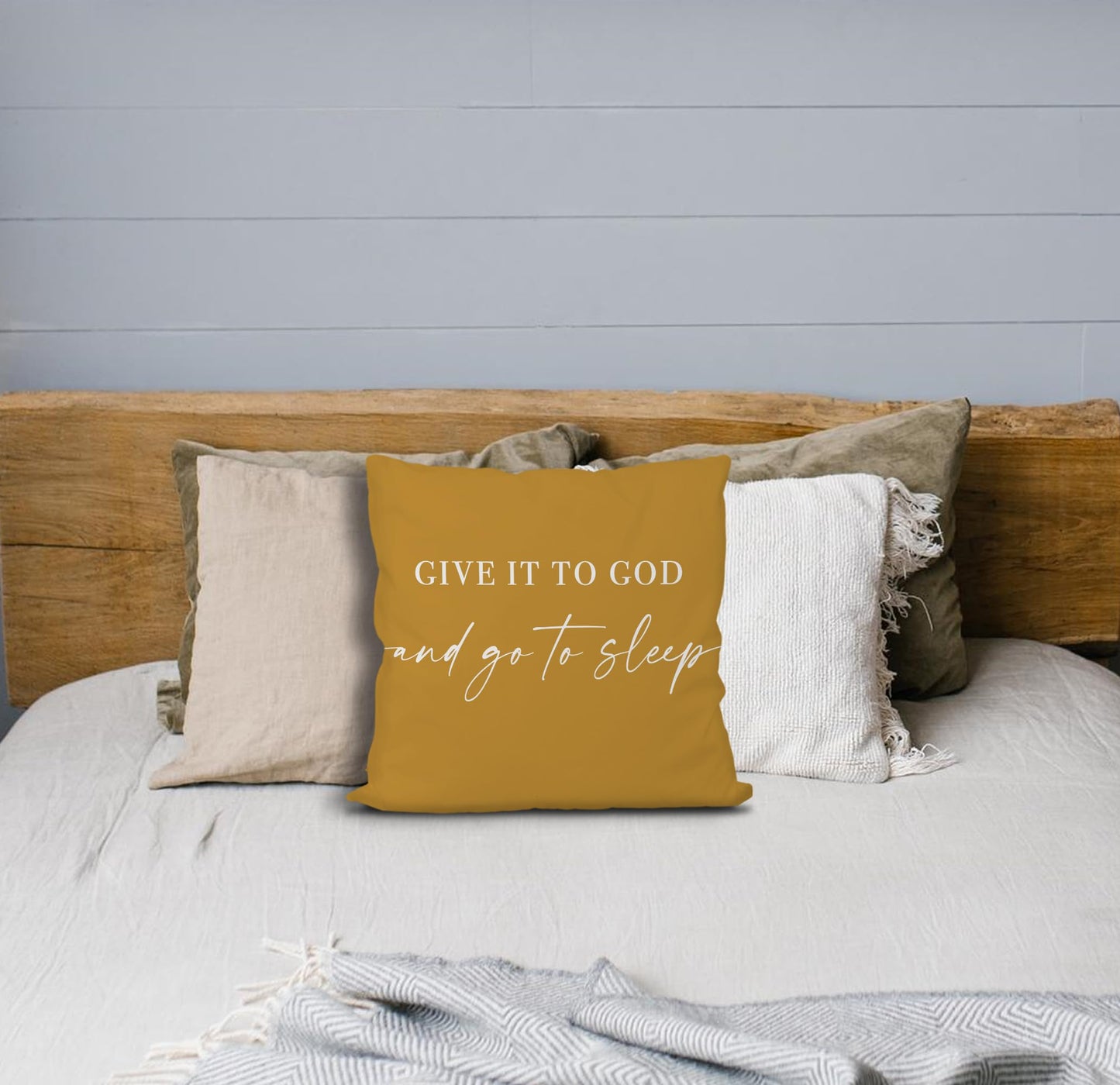 Knibeo Give It to God and Go to Sleep, Decorative Pillows Covers for Bed, Throw Pillows Cover for Bed,12x20 Pillow Cover,Decorative Bed Pillows for Bedroom Room(12x20, White)