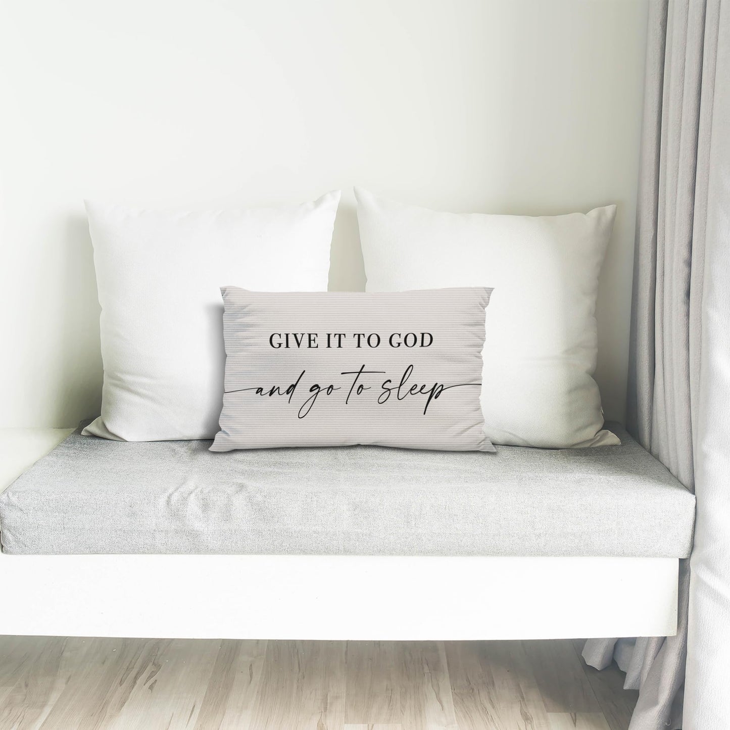 Knibeo Give It to God and Go to Sleep, Decorative Pillows Covers for Bed, Throw Pillows Cover for Bed,12x20 Pillow Cover,Decorative Bed Pillows for Bedroom Room(12x20, White)