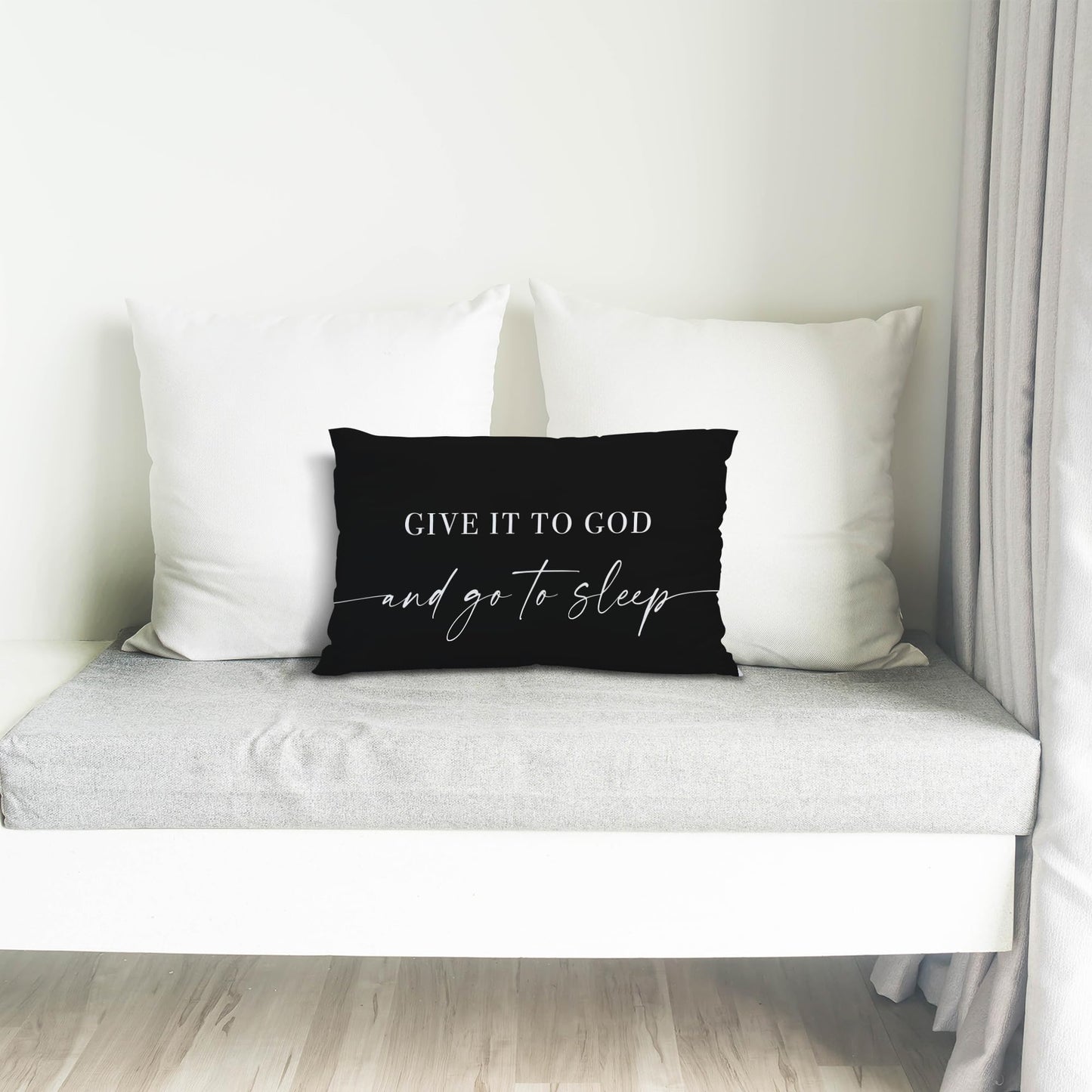 Knibeo Give It to God and Go to Sleep, Decorative Pillows Covers for Bed, Throw Pillows Cover for Bed,12x20 Pillow Cover,Decorative Bed Pillows for Bedroom Room(12x20, White)