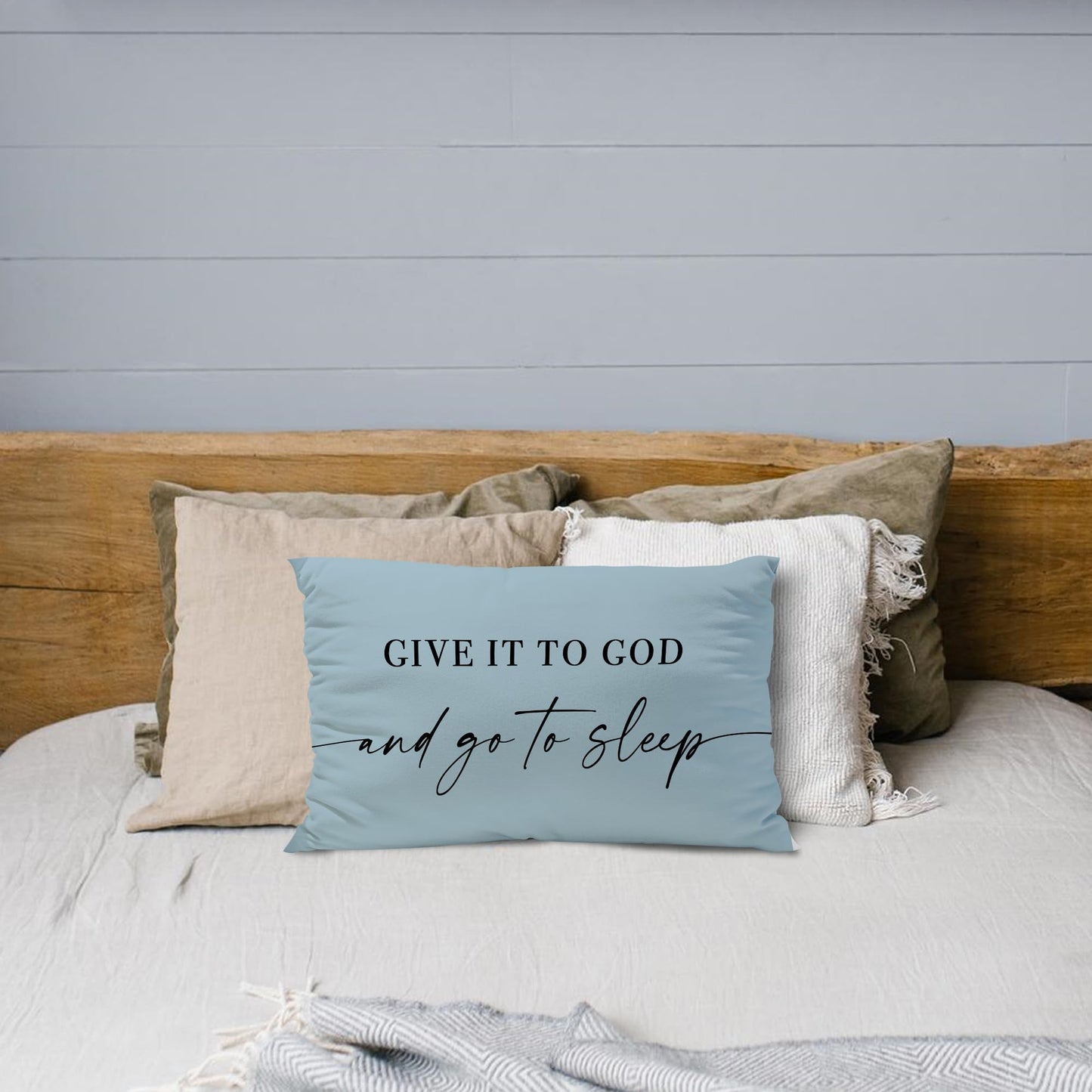 Knibeo Give It to God and Go to Sleep, Decorative Pillows Covers for Bed, Throw Pillows Cover for Bed,12x20 Pillow Cover,Decorative Bed Pillows for Bedroom Room(12x20, White)