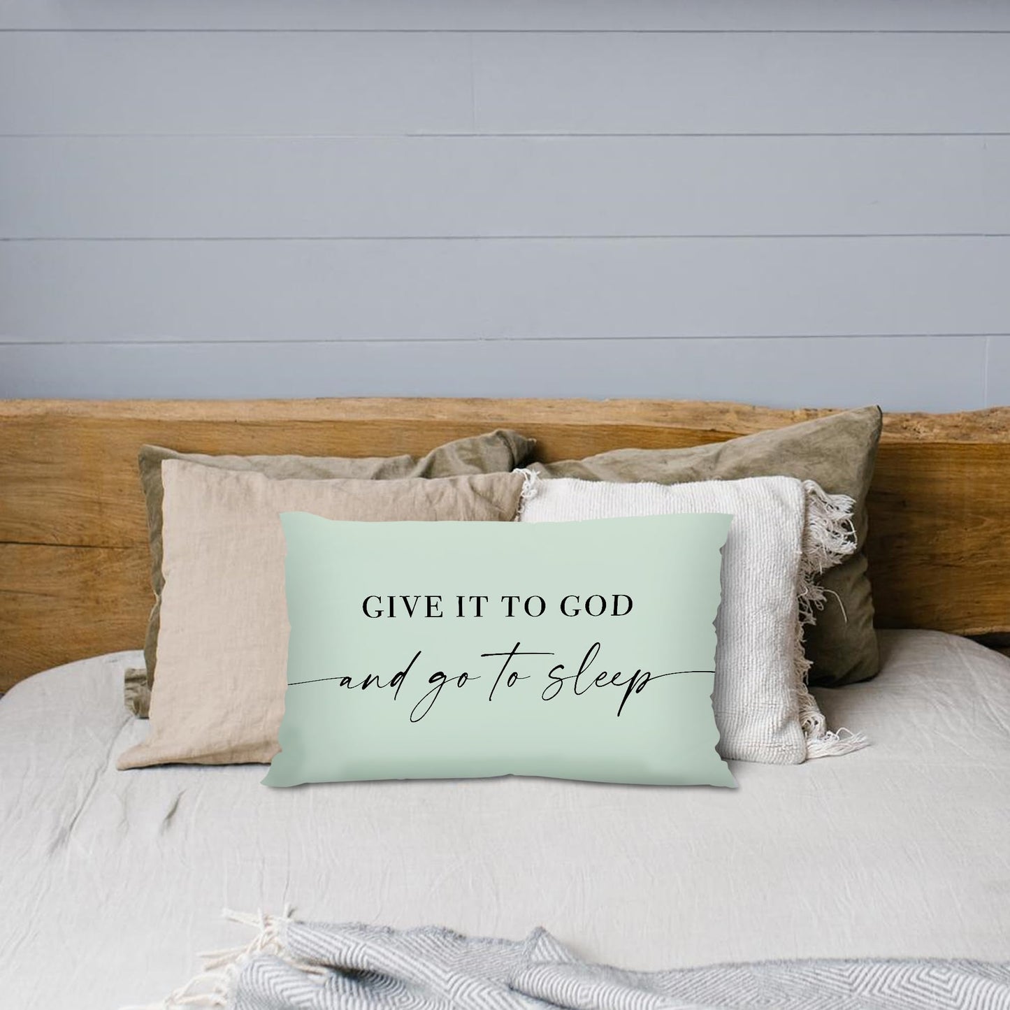 Knibeo Give It to God and Go to Sleep, Decorative Pillows Covers for Bed, Throw Pillows Cover for Bed,12x20 Pillow Cover,Decorative Bed Pillows for Bedroom Room(12x20, White)