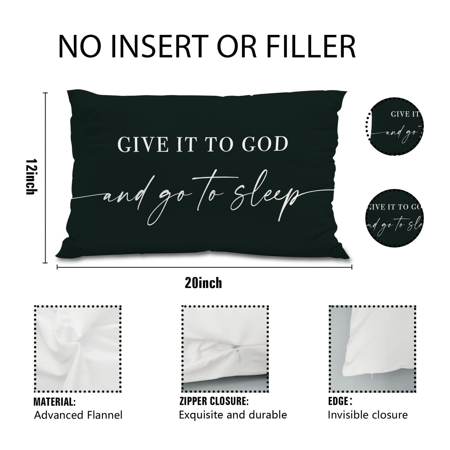 Knibeo Give It to God and Go to Sleep, Decorative Pillows Covers for Bed, Throw Pillows Cover for Bed,12x20 Pillow Cover,Decorative Bed Pillows for Bedroom Room(12x20, White)