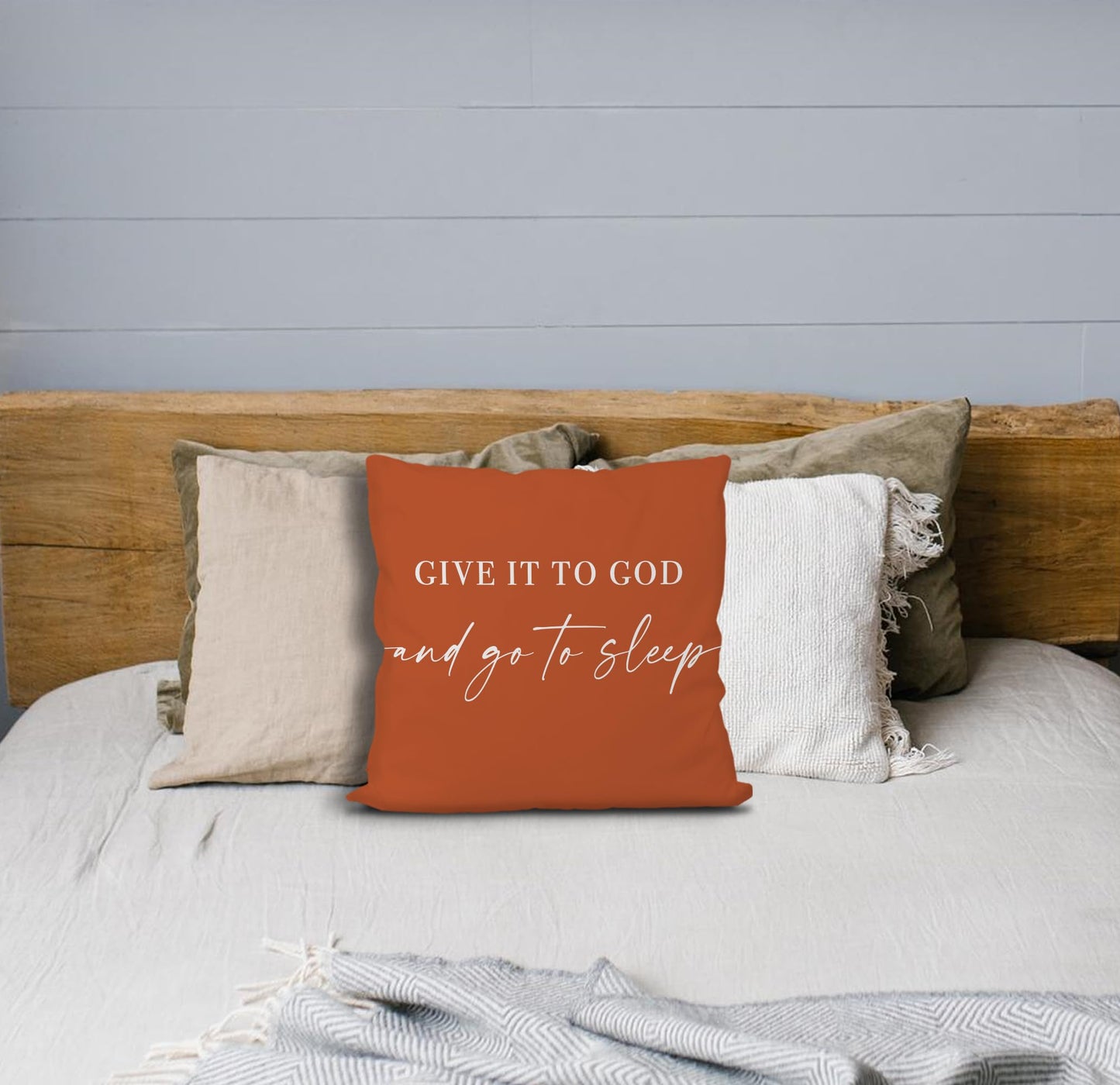 Knibeo Give It to God and Go to Sleep, Decorative Pillows Covers for Bed, Throw Pillows Cover for Bed,12x20 Pillow Cover,Decorative Bed Pillows for Bedroom Room(12x20, White)