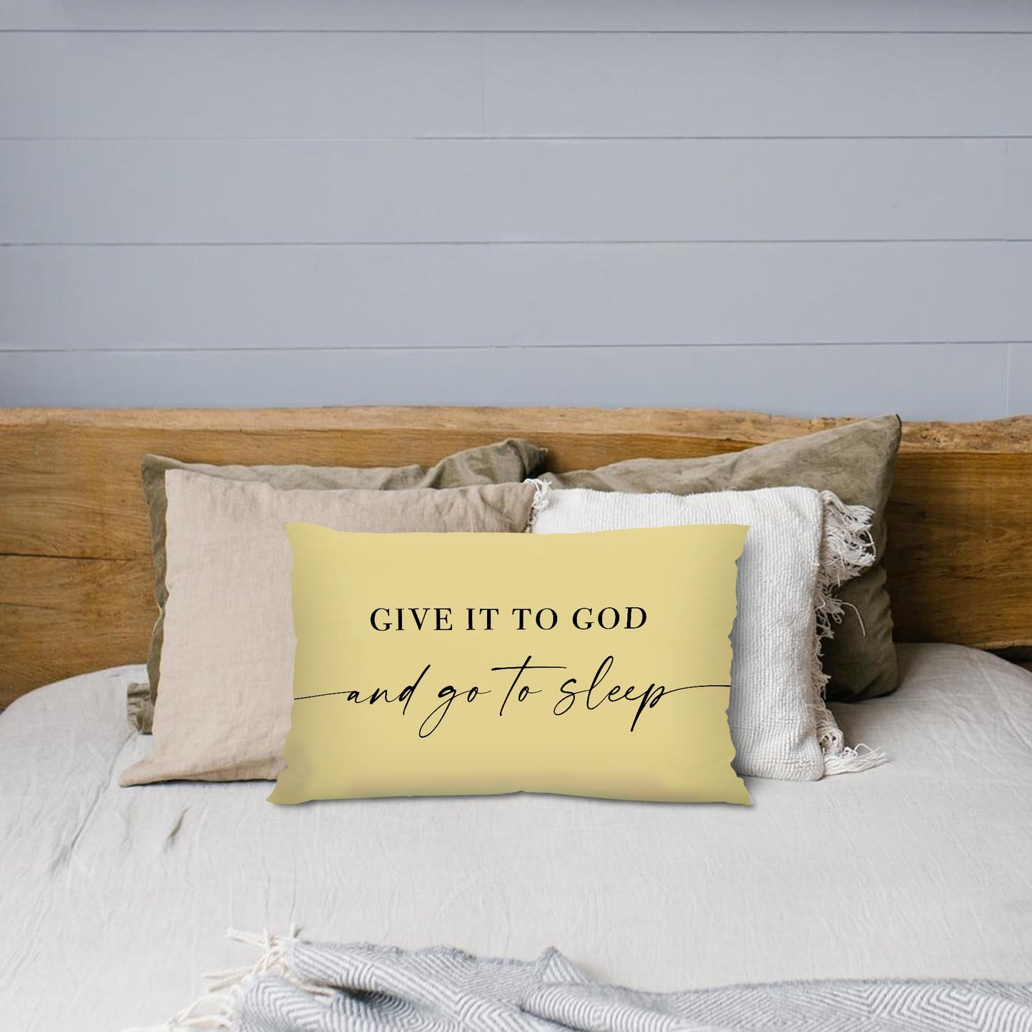 Knibeo Give It to God and Go to Sleep, Decorative Pillows Covers for Bed, Throw Pillows Cover for Bed,12x20 Pillow Cover,Decorative Bed Pillows for Bedroom Room(12x20, White)