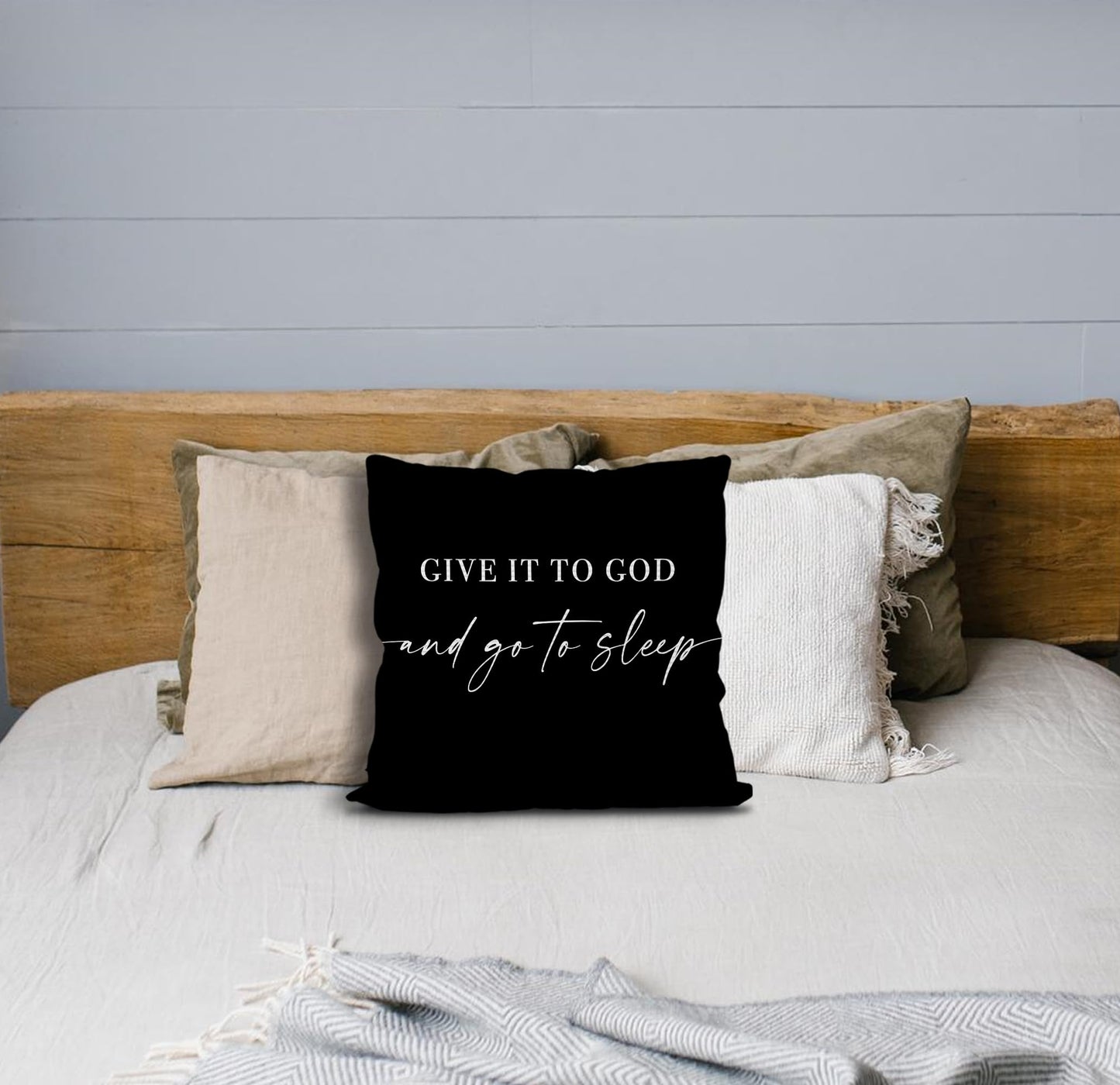 Knibeo Give It to God and Go to Sleep, Decorative Pillows Covers for Bed, Throw Pillows Cover for Bed,12x20 Pillow Cover,Decorative Bed Pillows for Bedroom Room(12x20, White)