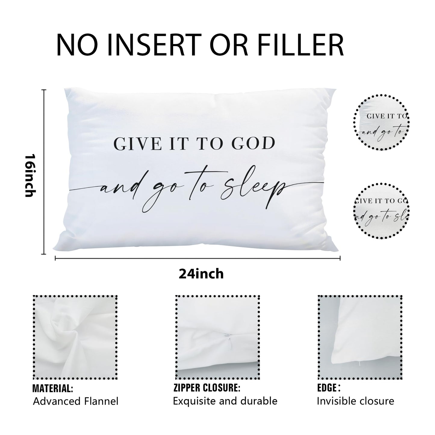 Knibeo Give It to God and Go to Sleep, Decorative Pillows Covers for Bed, Throw Pillows Cover for Bed,12x20 Pillow Cover,Decorative Bed Pillows for Bedroom Room(12x20, White)