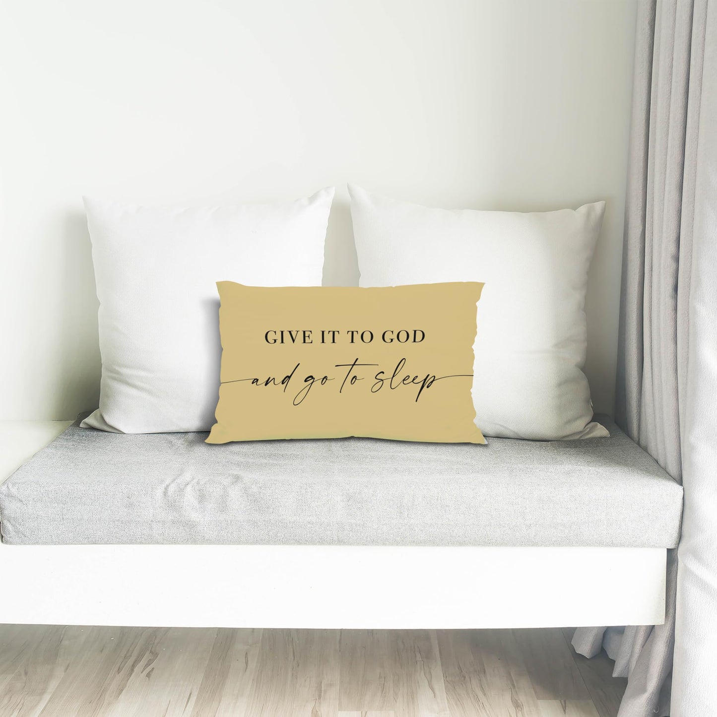 Knibeo Give It to God and Go to Sleep, Decorative Pillows Covers for Bed, Throw Pillows Cover for Bed,12x20 Pillow Cover,Decorative Bed Pillows for Bedroom Room(12x20, White)