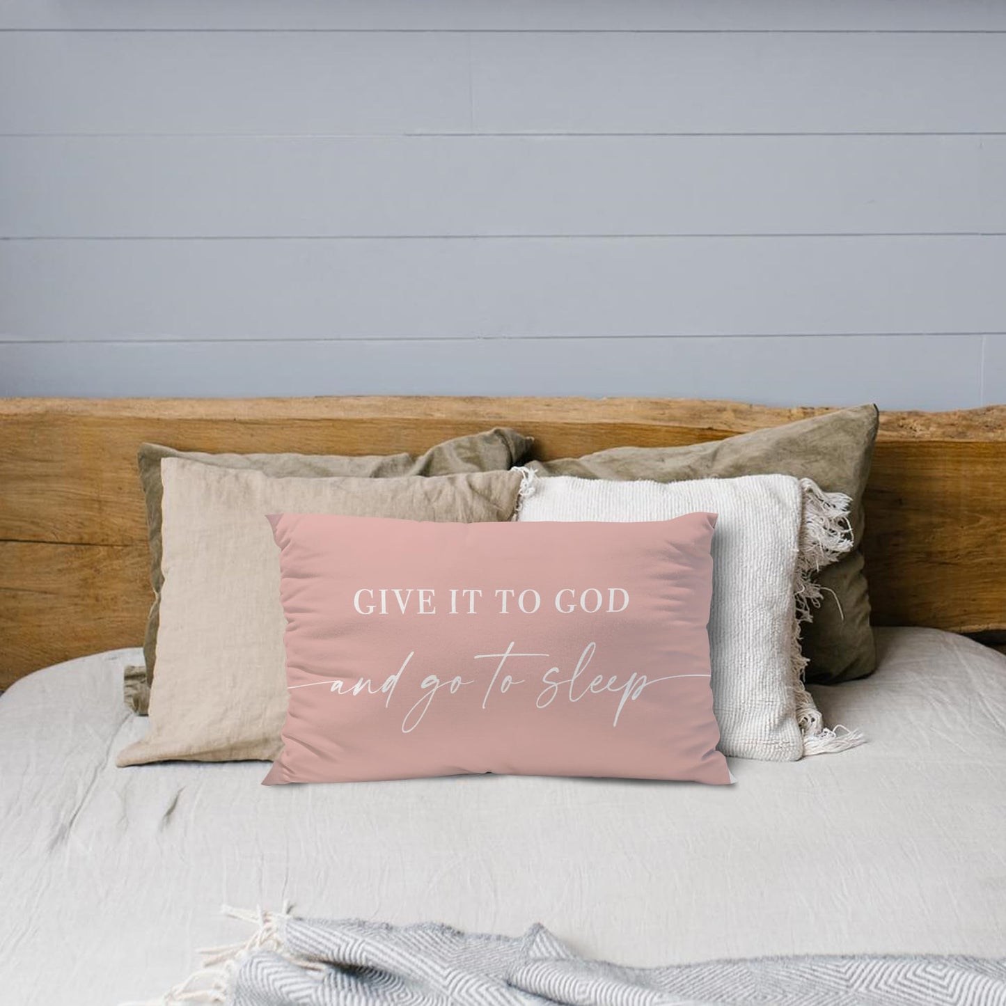 Knibeo Give It to God and Go to Sleep, Decorative Pillows Covers for Bed, Throw Pillows Cover for Bed,12x20 Pillow Cover,Decorative Bed Pillows for Bedroom Room(12x20, White)