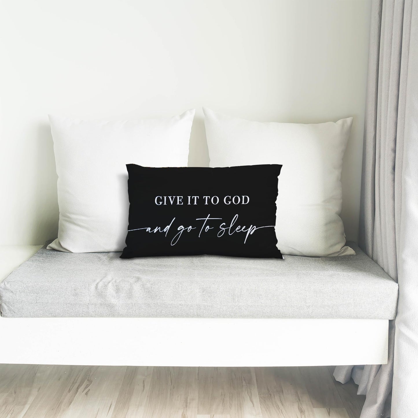 Knibeo Give It to God and Go to Sleep, Decorative Pillows Covers for Bed, Throw Pillows Cover for Bed,12x20 Pillow Cover,Decorative Bed Pillows for Bedroom Room(12x20, White)