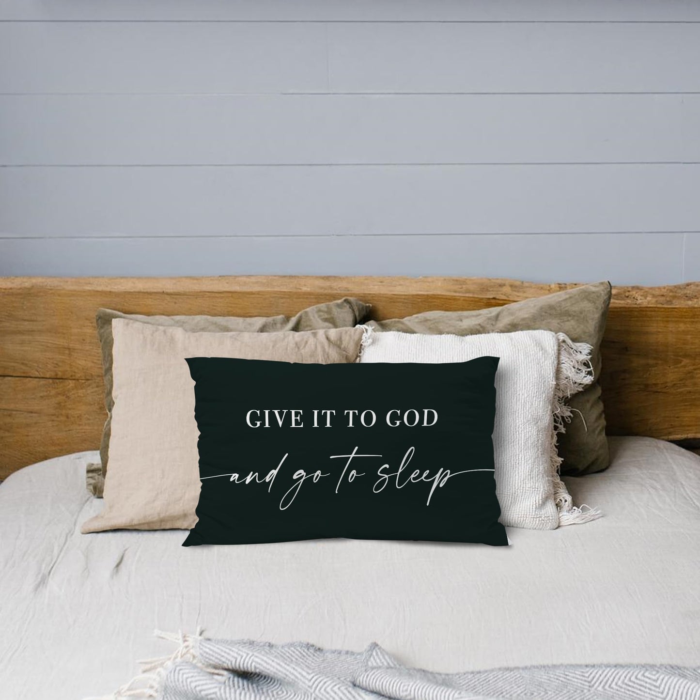 Knibeo Give It to God and Go to Sleep, Decorative Pillows Covers for Bed, Throw Pillows Cover for Bed,12x20 Pillow Cover,Decorative Bed Pillows for Bedroom Room(12x20, White)