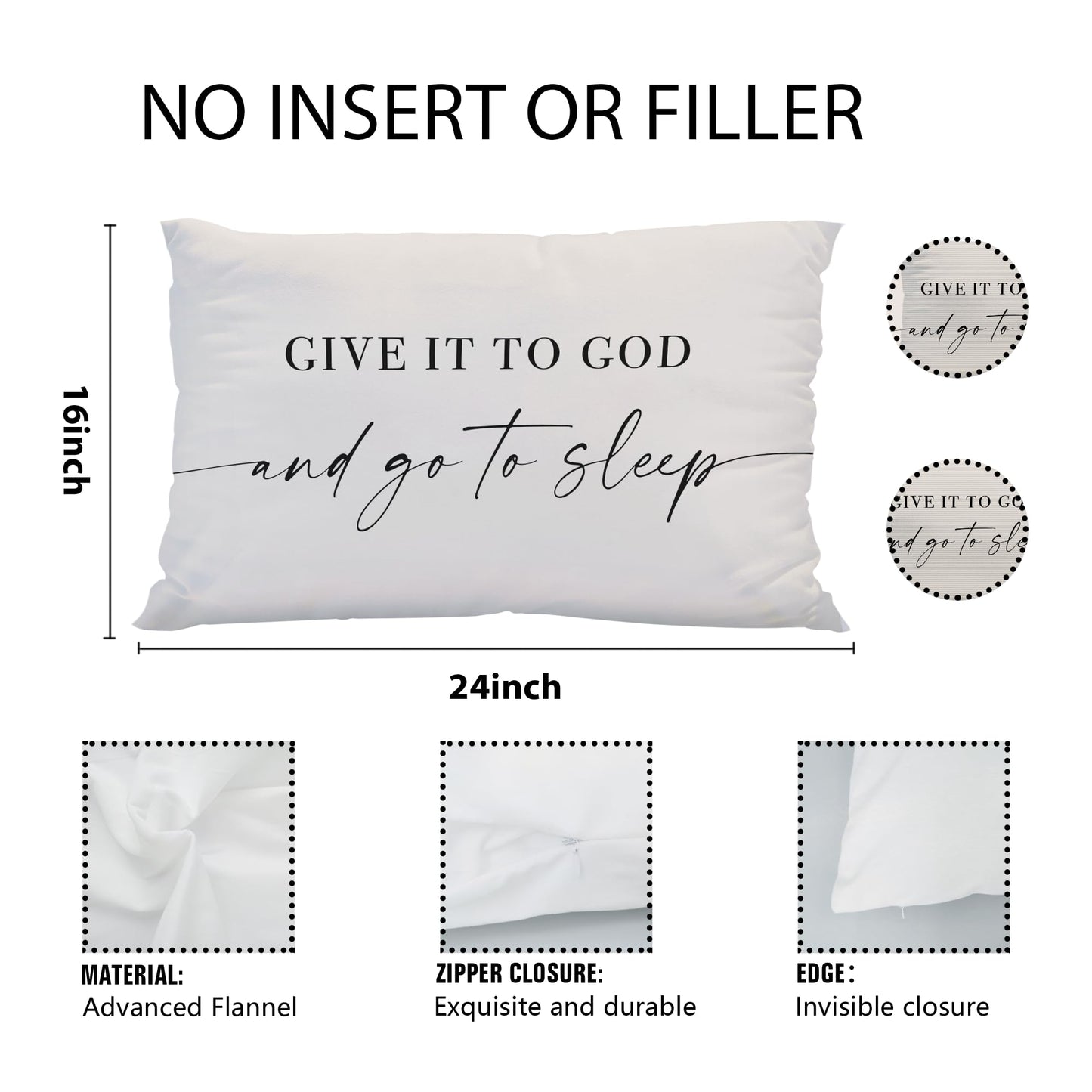 Knibeo Give It to God and Go to Sleep, Decorative Pillows Covers for Bed, Throw Pillows Cover for Bed,12x20 Pillow Cover,Decorative Bed Pillows for Bedroom Room(12x20, White)