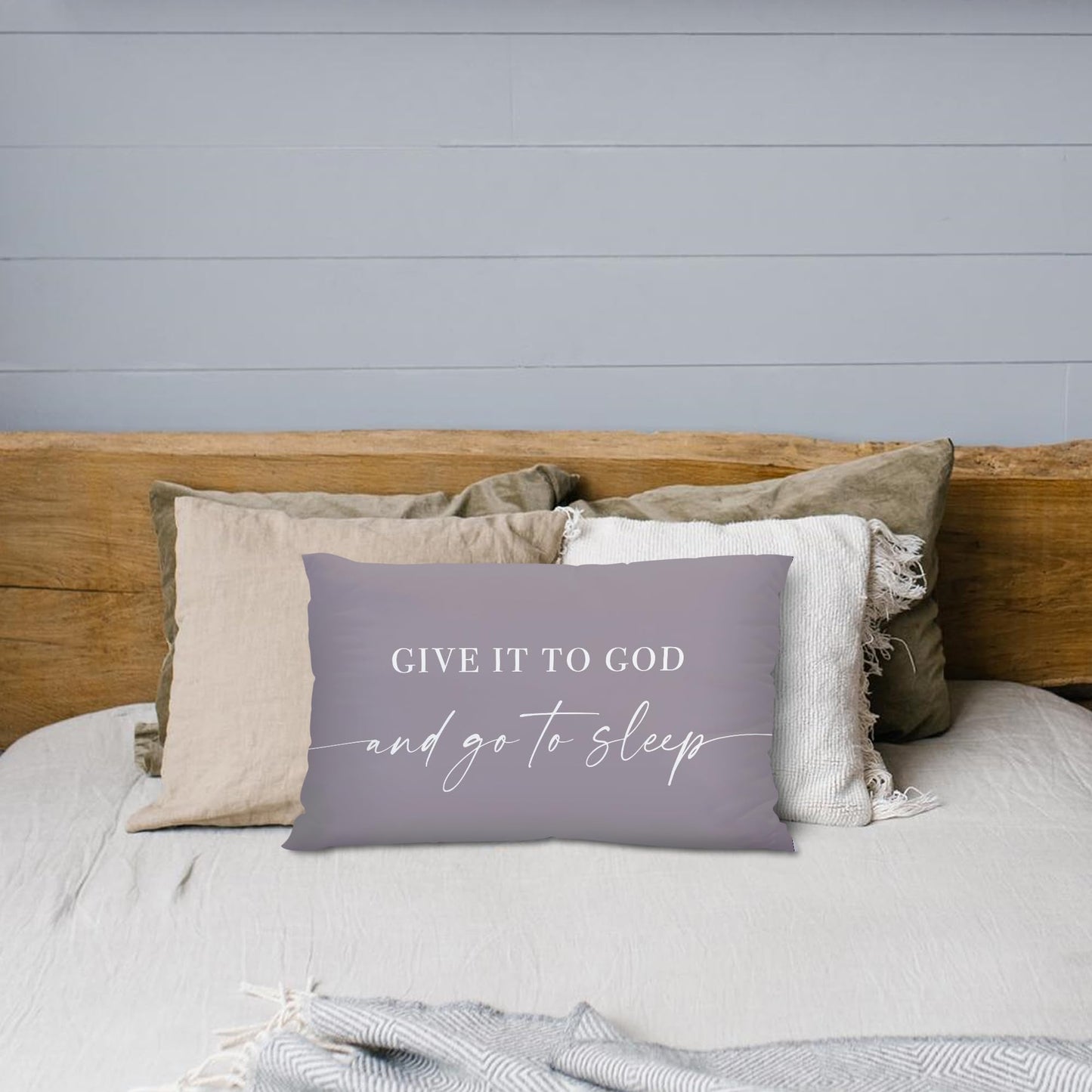 Knibeo Give It to God and Go to Sleep, Decorative Pillows Covers for Bed, Throw Pillows Cover for Bed,12x20 Pillow Cover,Decorative Bed Pillows for Bedroom Room(12x20, White)