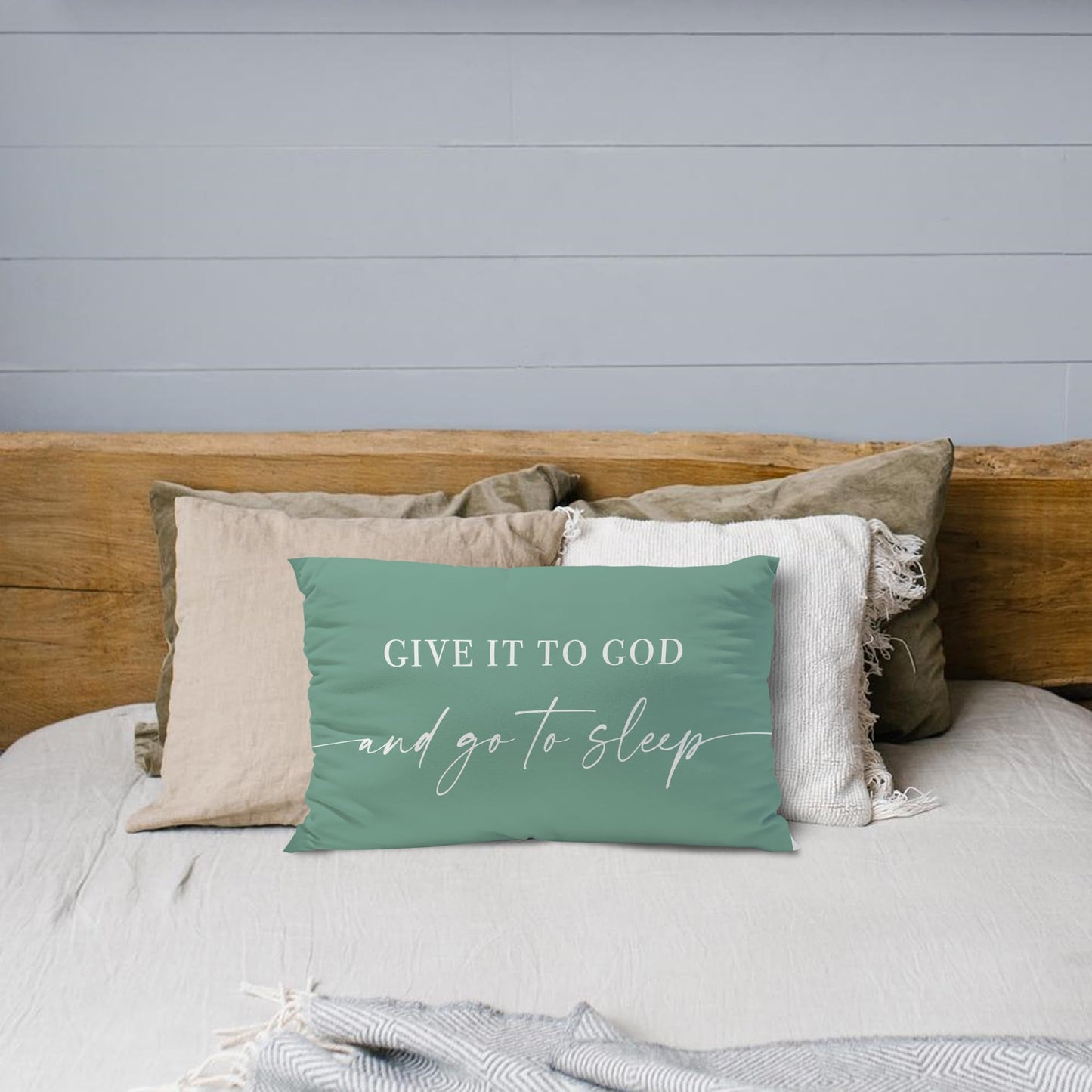 Knibeo Give It to God and Go to Sleep, Decorative Pillows Covers for Bed, Throw Pillows Cover for Bed,12x20 Pillow Cover,Decorative Bed Pillows for Bedroom Room(12x20, White)