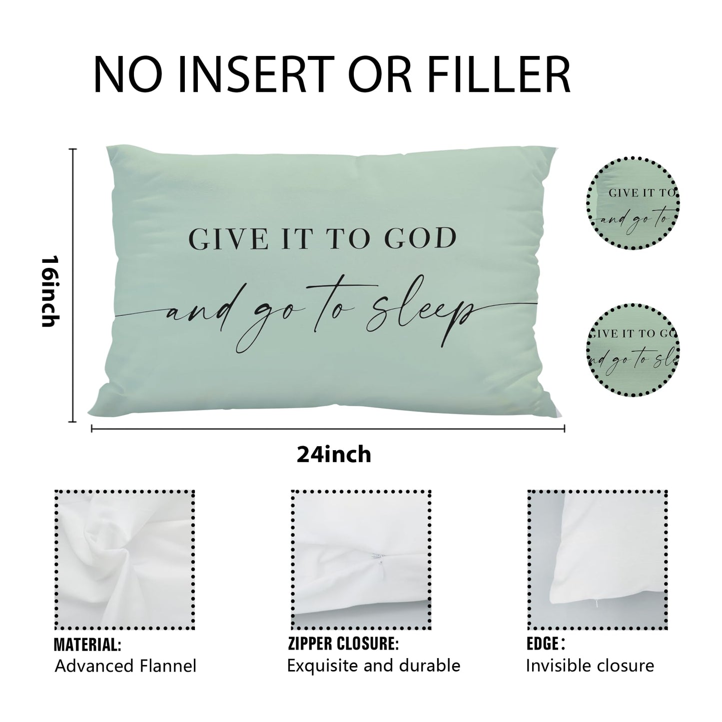 Knibeo Give It to God and Go to Sleep, Decorative Pillows Covers for Bed, Throw Pillows Cover for Bed,12x20 Pillow Cover,Decorative Bed Pillows for Bedroom Room(12x20, White)