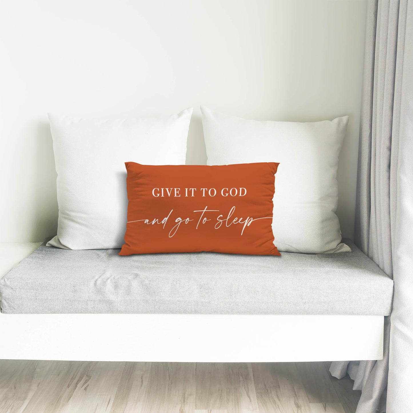 Knibeo Give It to God and Go to Sleep, Decorative Pillows Covers for Bed, Throw Pillows Cover for Bed,12x20 Pillow Cover,Decorative Bed Pillows for Bedroom Room(12x20, White)