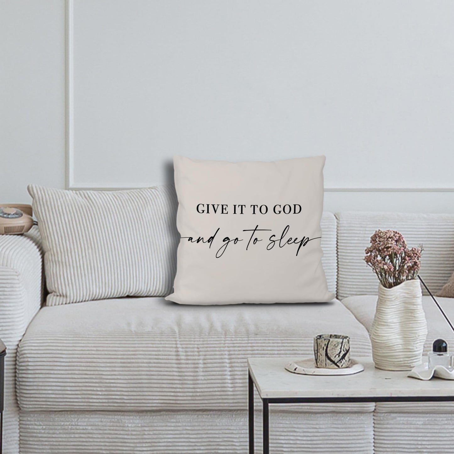 Knibeo Give It to God and Go to Sleep, Decorative Pillows Covers for Bed, Throw Pillows Cover for Bed,12x20 Pillow Cover,Decorative Bed Pillows for Bedroom Room(12x20, White)