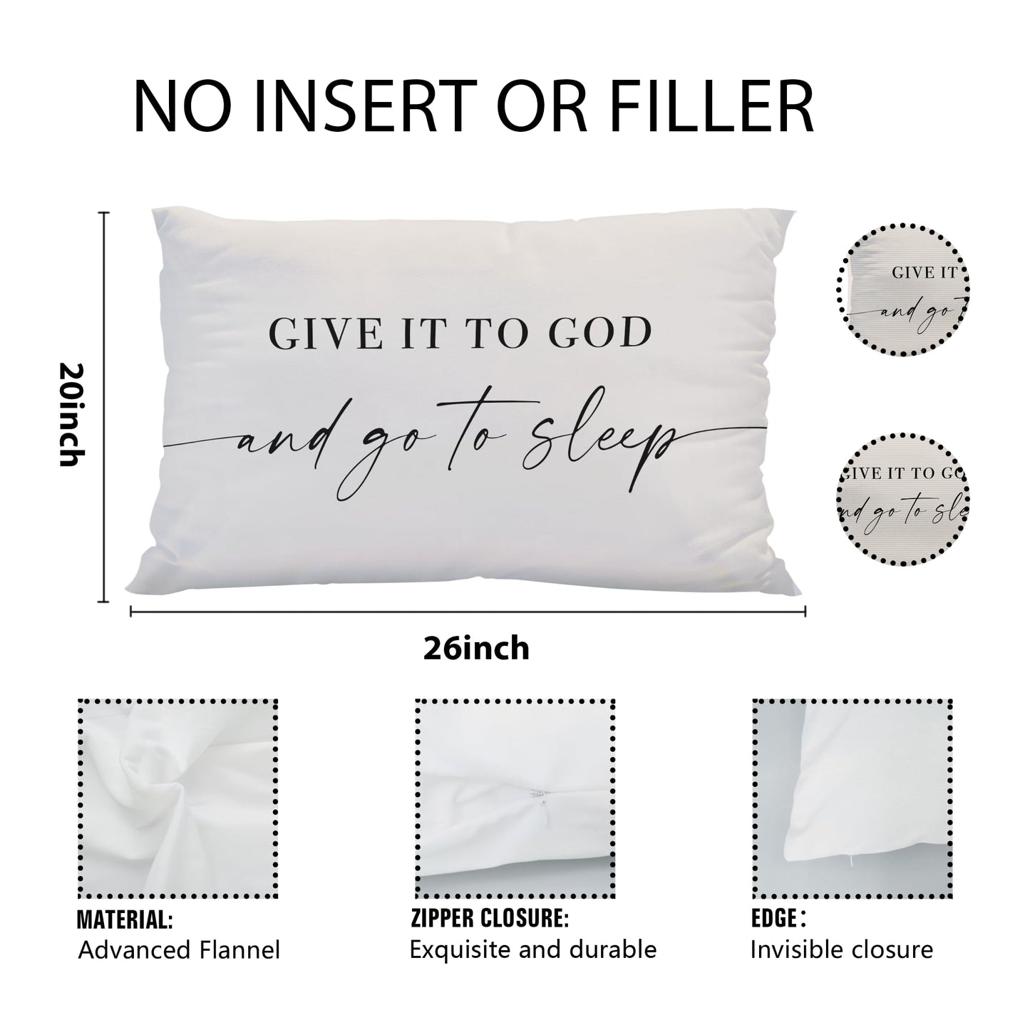 Knibeo Give It to God and Go to Sleep, Decorative Pillows Covers for Bed, Throw Pillows Cover for Bed,12x20 Pillow Cover,Decorative Bed Pillows for Bedroom Room(12x20, White)