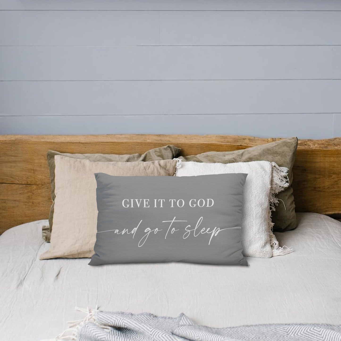 Knibeo Give It to God and Go to Sleep, Decorative Pillows Covers for Bed, Throw Pillows Cover for Bed,12x20 Pillow Cover,Decorative Bed Pillows for Bedroom Room(12x20, White)