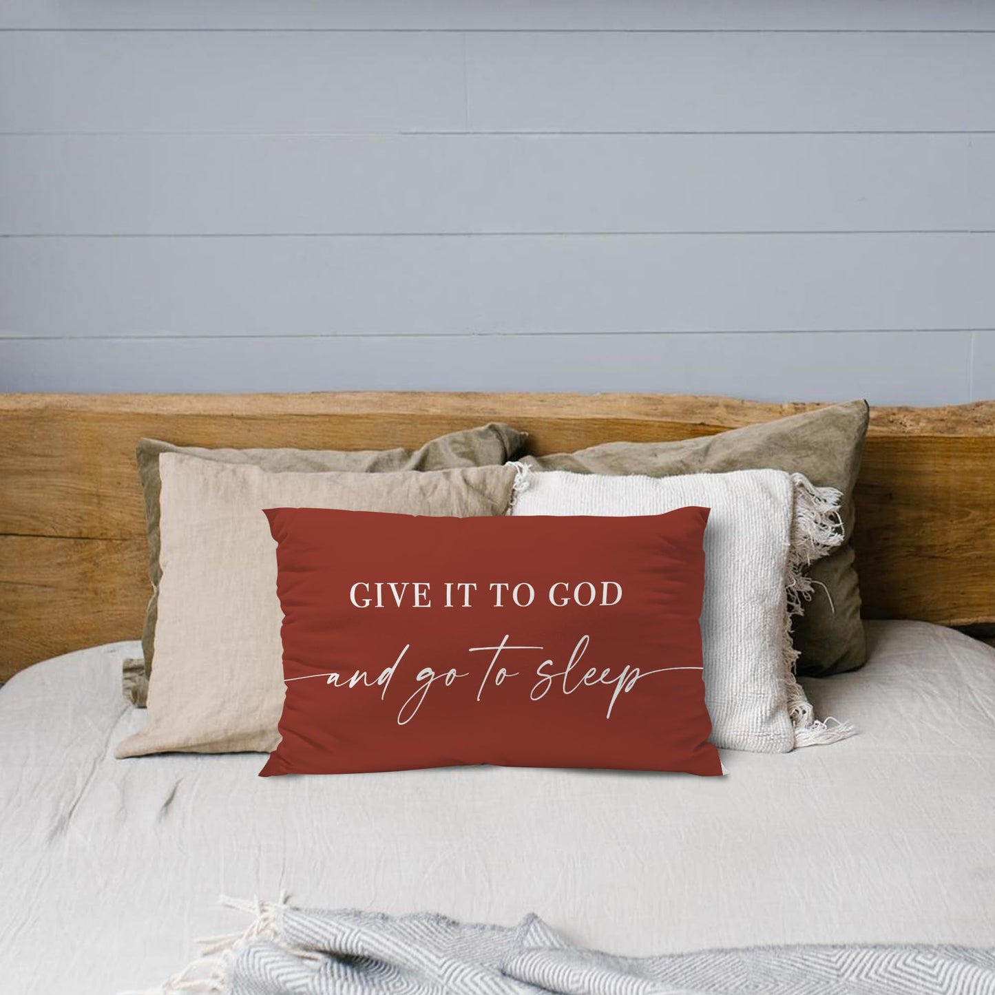 Knibeo Give It to God and Go to Sleep, Decorative Pillows Covers for Bed, Throw Pillows Cover for Bed,12x20 Pillow Cover,Decorative Bed Pillows for Bedroom Room(12x20, White)