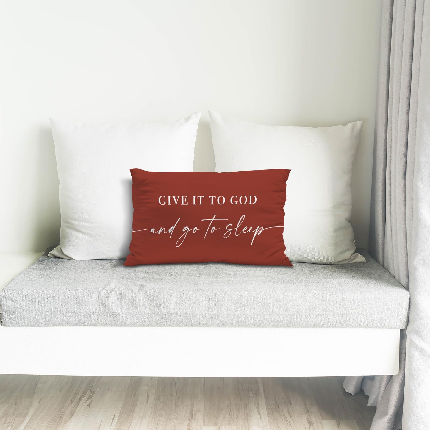 Knibeo Give It to God and Go to Sleep, Decorative Pillows Covers for Bed, Throw Pillows Cover for Bed,12x20 Pillow Cover,Decorative Bed Pillows for Bedroom Room(12x20, White)