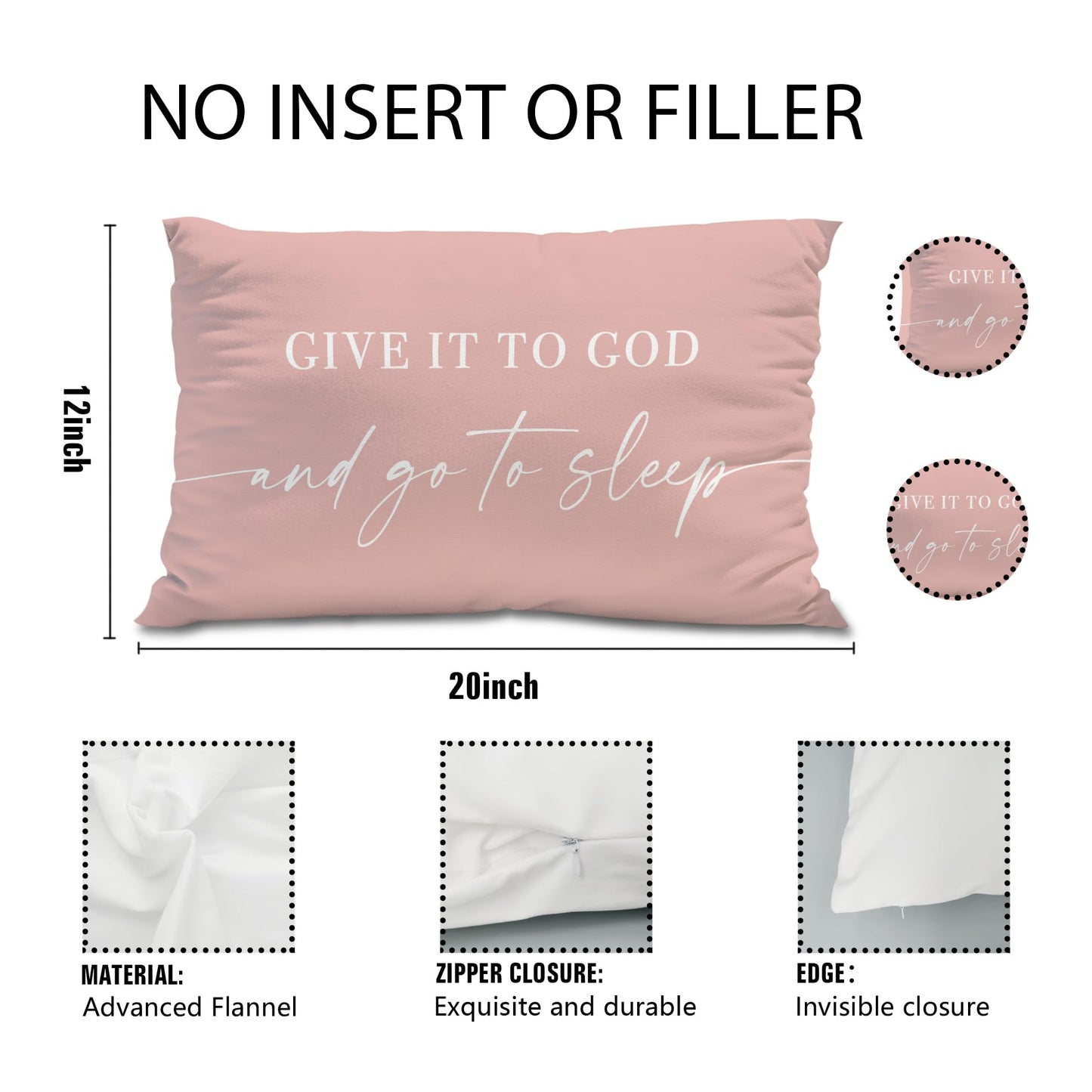 Knibeo Give It to God and Go to Sleep, Decorative Pillows Covers for Bed, Throw Pillows Cover for Bed,12x20 Pillow Cover,Decorative Bed Pillows for Bedroom Room(12x20, White)