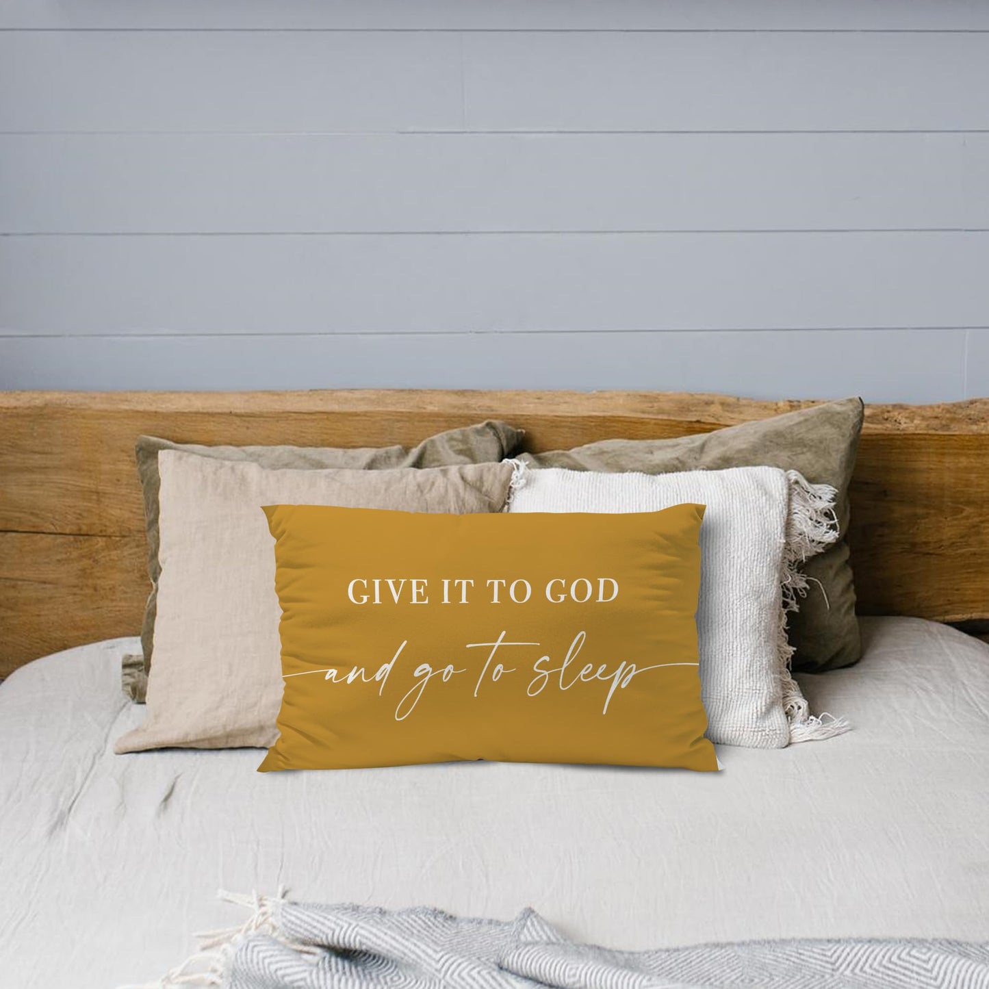 Knibeo Give It to God and Go to Sleep, Decorative Pillows Covers for Bed, Throw Pillows Cover for Bed,12x20 Pillow Cover,Decorative Bed Pillows for Bedroom Room(12x20, White)