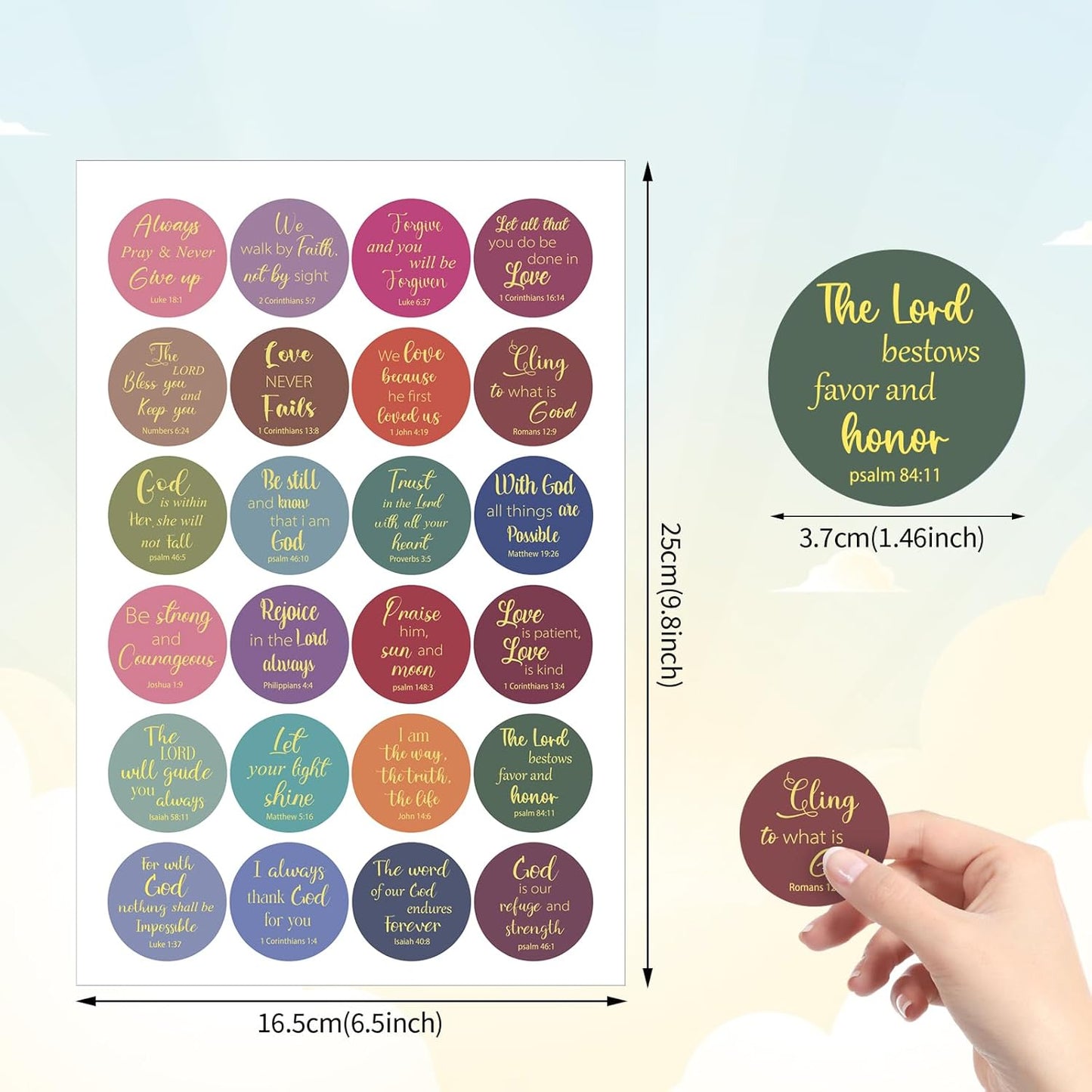 600 Pcs Floral Christian Stickers, 24 Styles Bible Verse Scripture Stickers Religious Inspirational Decals for Crafts Cards Envelope Seals and Christian Party, 1.5 Inch