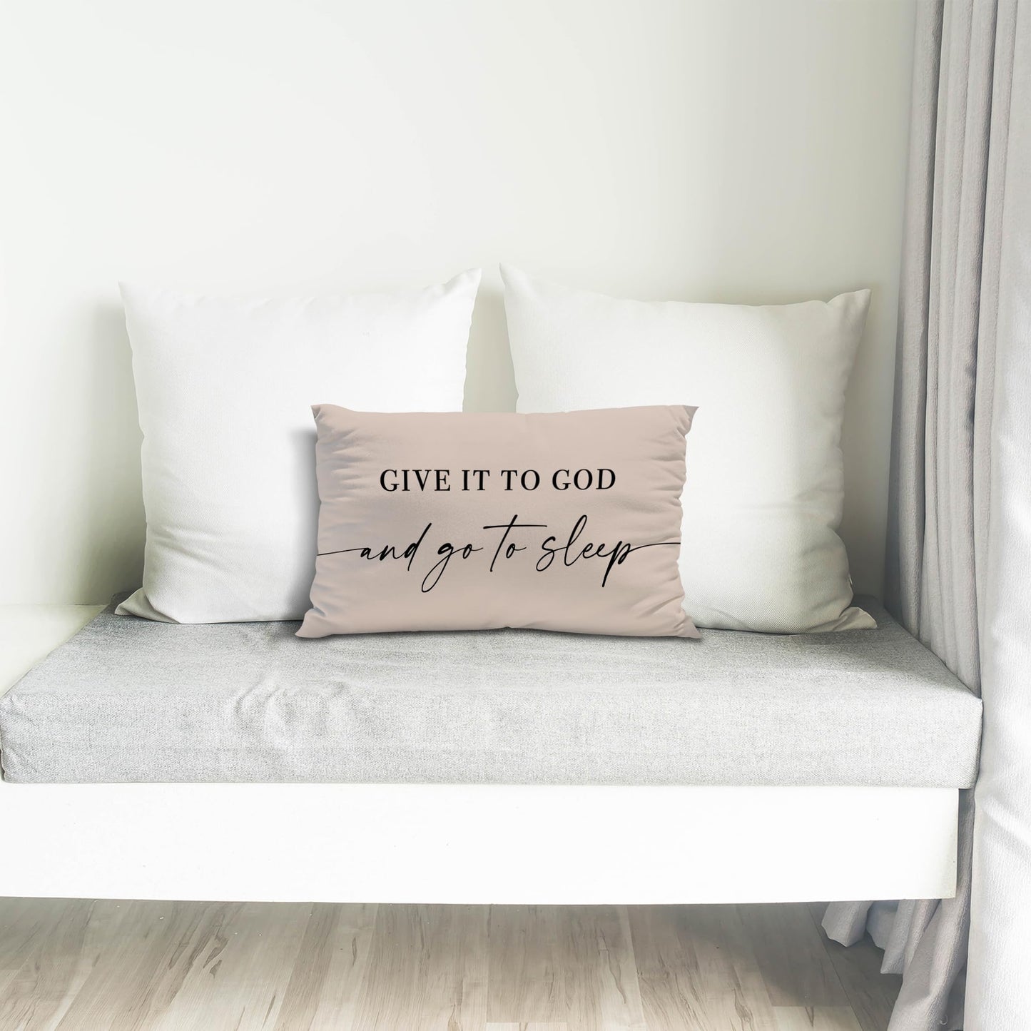 Knibeo Give It to God and Go to Sleep, Decorative Pillows Covers for Bed, Throw Pillows Cover for Bed,12x20 Pillow Cover,Decorative Bed Pillows for Bedroom Room(12x20, White)